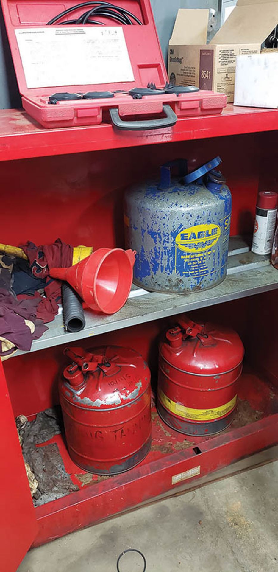 JUSTRITE FLAMMABLE LIQUIDS CABINET 40 GAL. CAP. & OTHER FLAMMABLE LIQUID CABINET W/ CONTENTS - Image 2 of 4