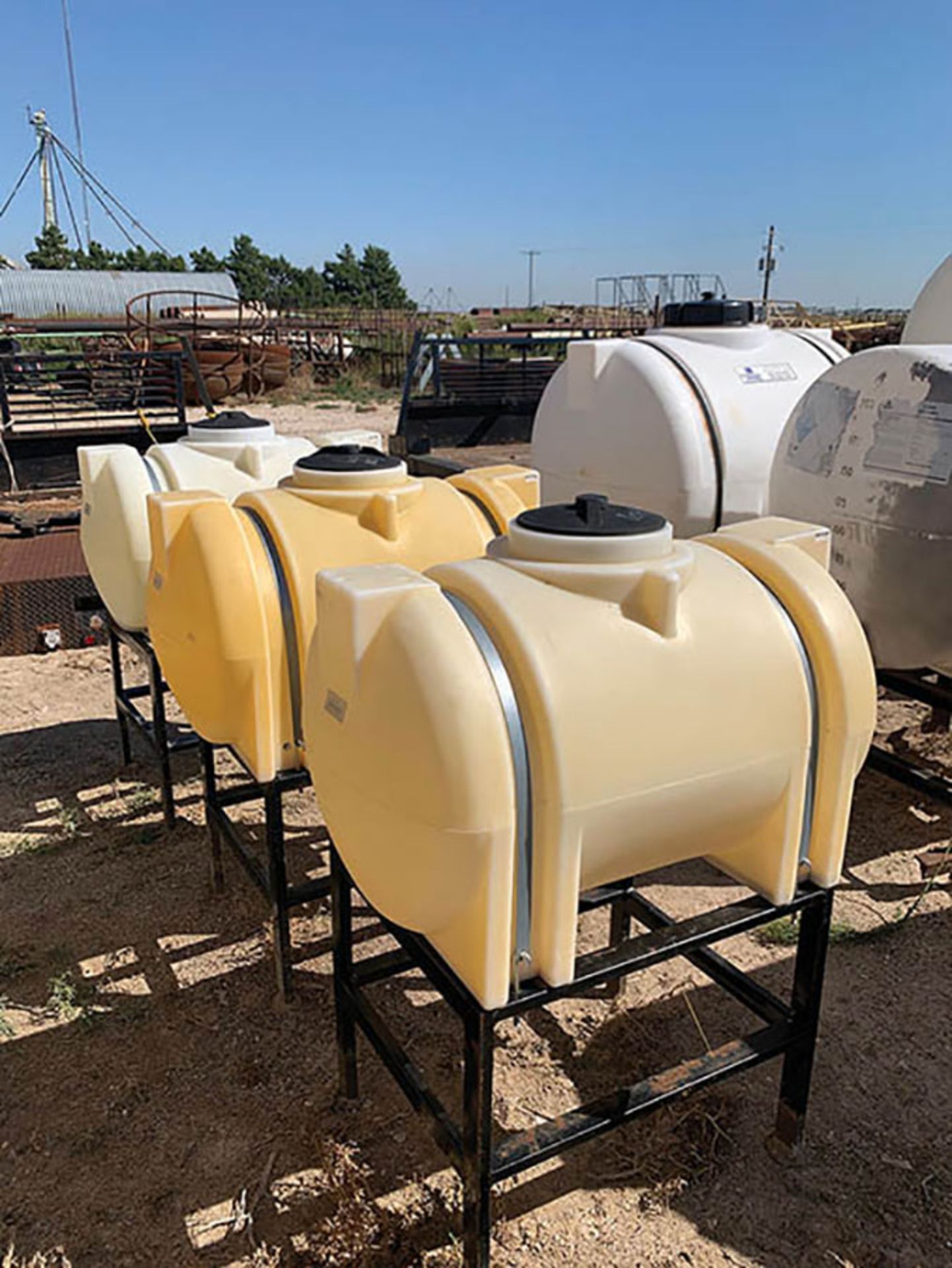 (3) PLASTIC CHEMICAL TANKS, 65 GAL. CAP.