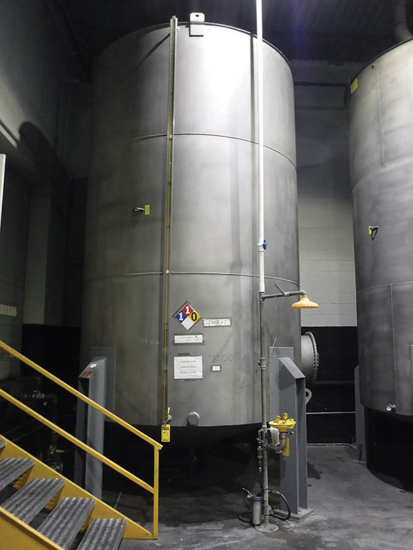 2016 SOUTHERN 7,000 GALLON STAINLESS STEEL SINGLE WALL LEG SUPPORTED VERTICAL STORAGE TANK, 108'' D.