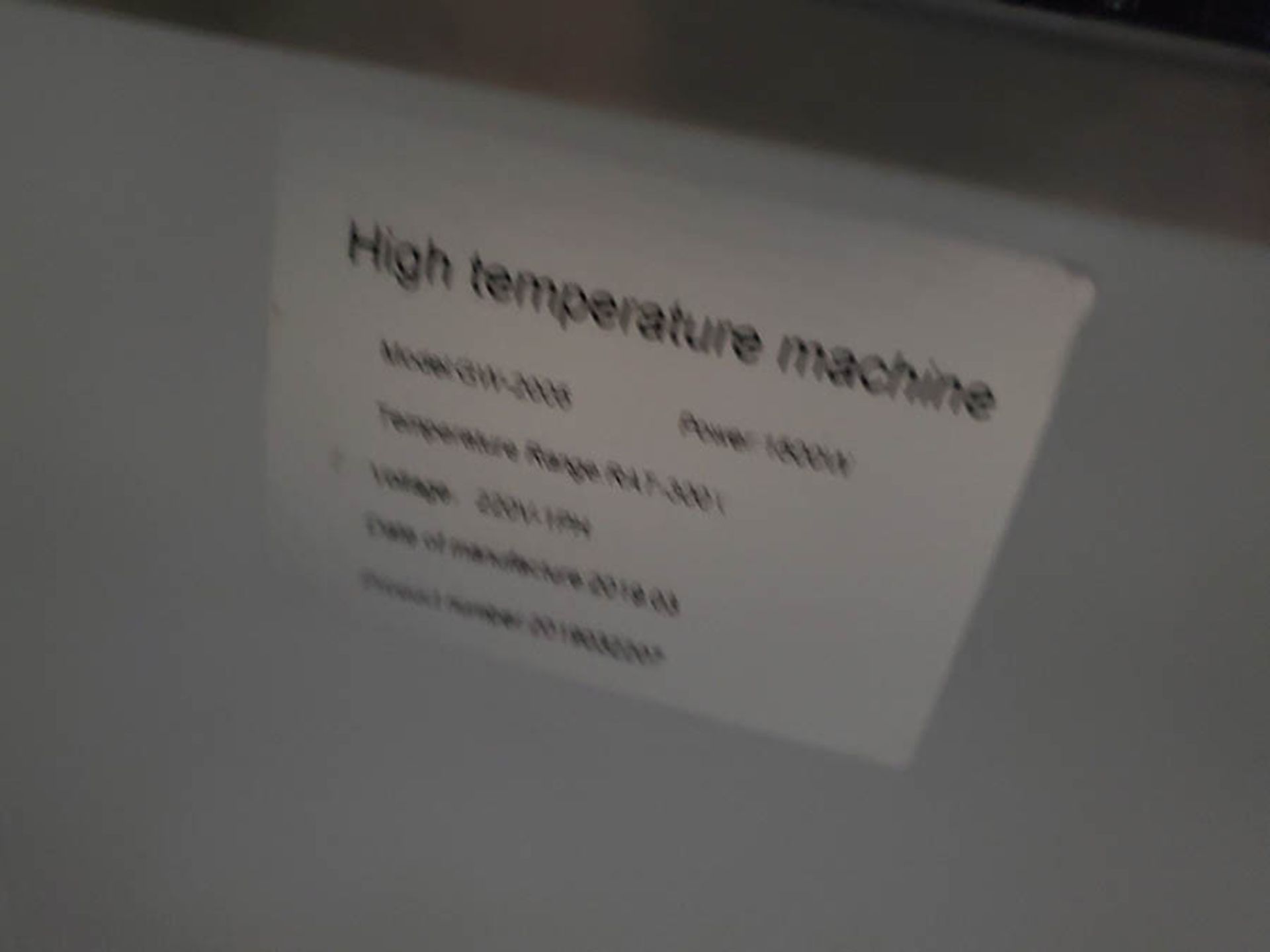 2019 HIGH TEMPERATURE MACHINE, MODEL GW-2005, TEMP. RANGE RAT 300°C - Image 5 of 5