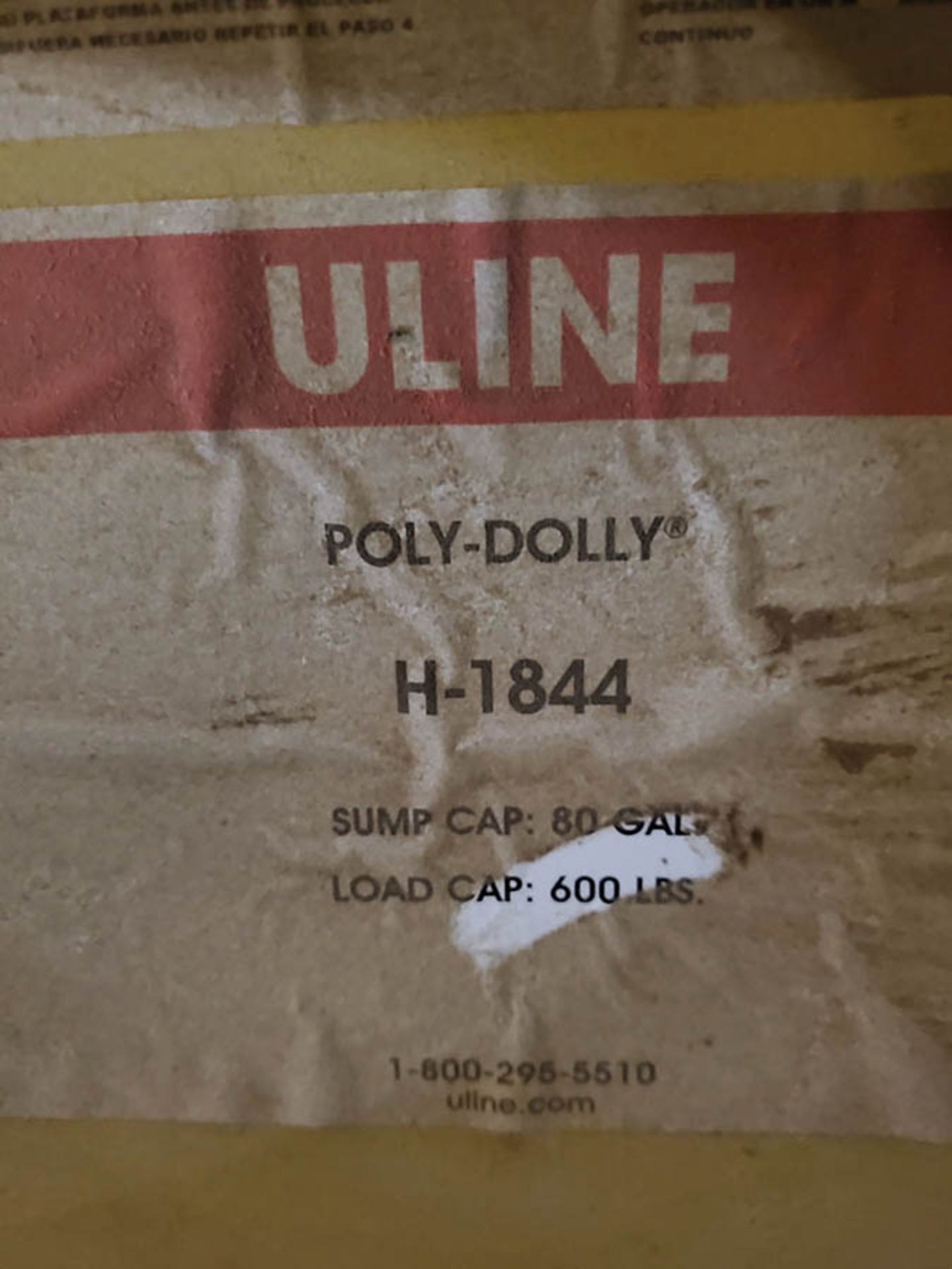 ULINE POLY-DOLLY, MODEL H-1844, 80 GALLON SUMP CAP., 600 LB CAP - Image 5 of 8