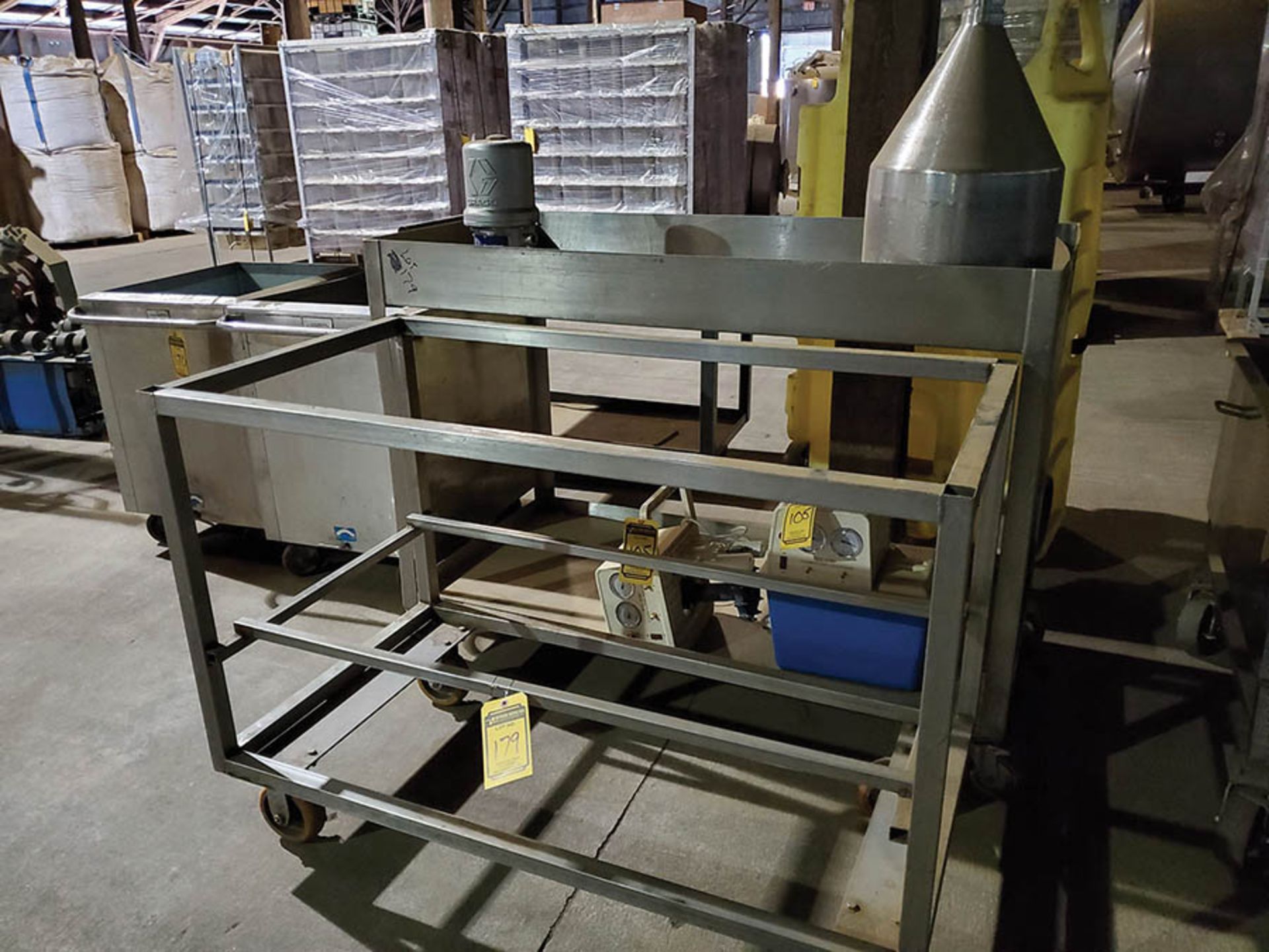 (2) ASSORTED STAINLESS STEEL CARTS AND (1) SS TABLE