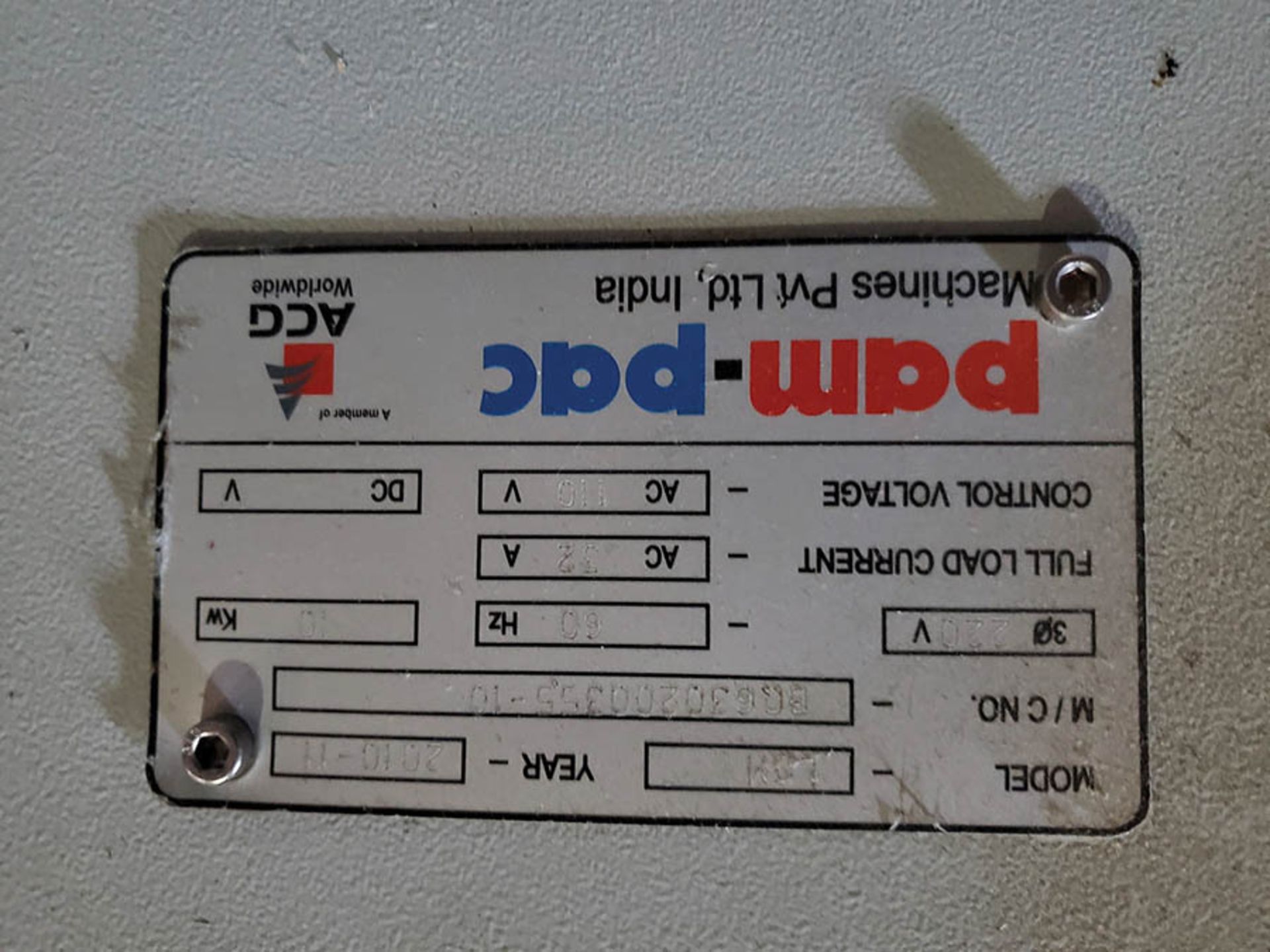 2010 PAM-PAC CONTROL BOARD CABINET FOR SAP OVEN, MODEL LGM, 220V, 60HZ, 10KW - Image 4 of 5