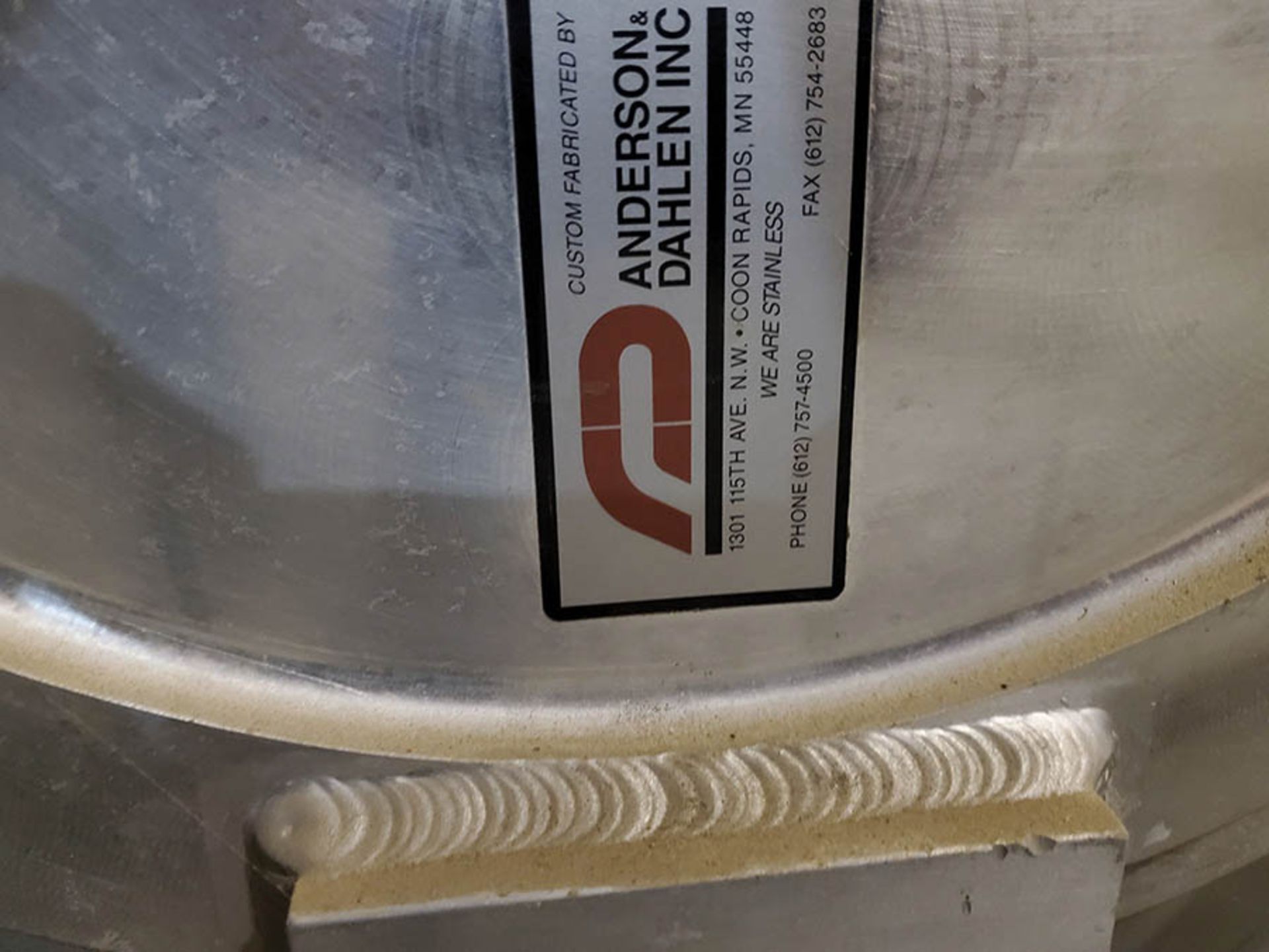 ANDERSON DAHLEN STAINLESS STEEL VERTICAL FEED CONE PRESSURE HOPPER - Image 4 of 6