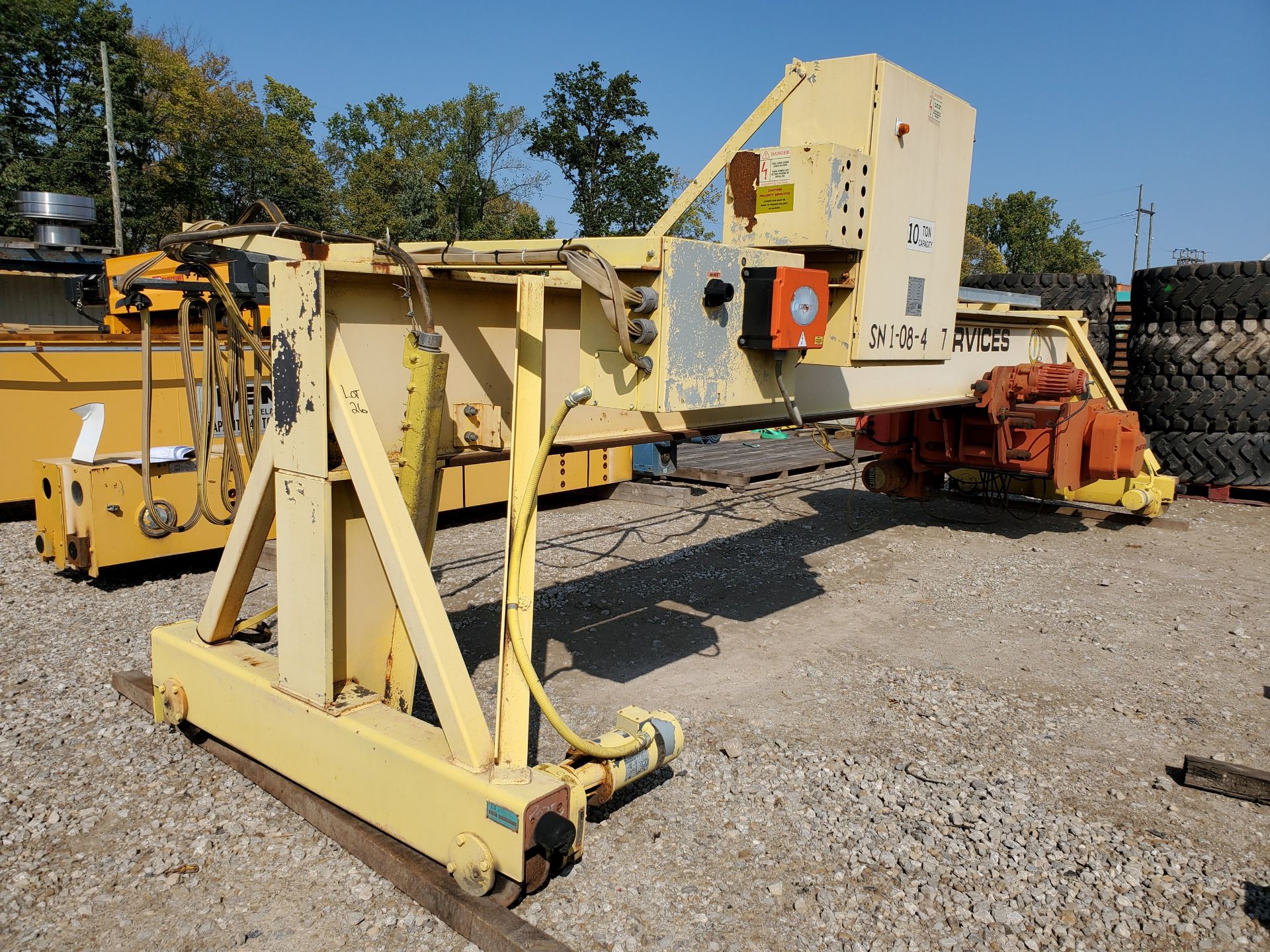 10-TON BRIDGE CRANE, 22' BEAM, TON ELECTRIC CABLE HOIST WITH PENDANT CONTROLS AND HOOK - Image 5 of 13