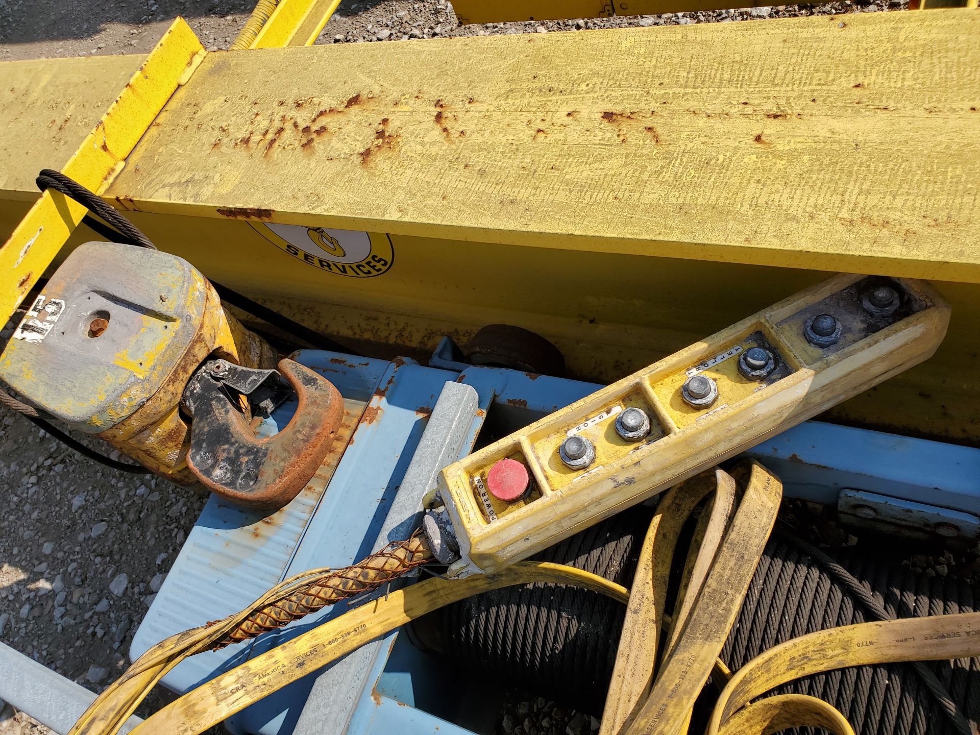 5-TON CRANE AMERICA OVERHEAD SINGLE GIRDER BRIDGE CRANE, 5-TON ELECTRIC CABLE HOIST WITH CONTROLS, - Image 7 of 10