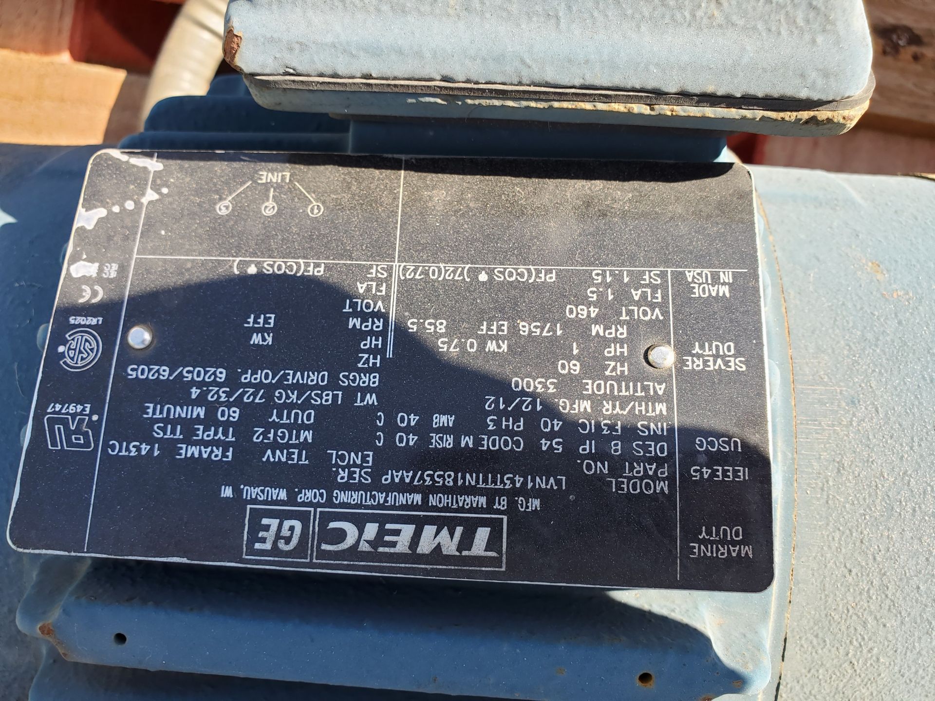 (4) NORD DRIVESYSTEMS 25.39:1 GEAR REDUCERS WITH GE 1 HP ELECTRIC MOTORS - Image 6 of 8