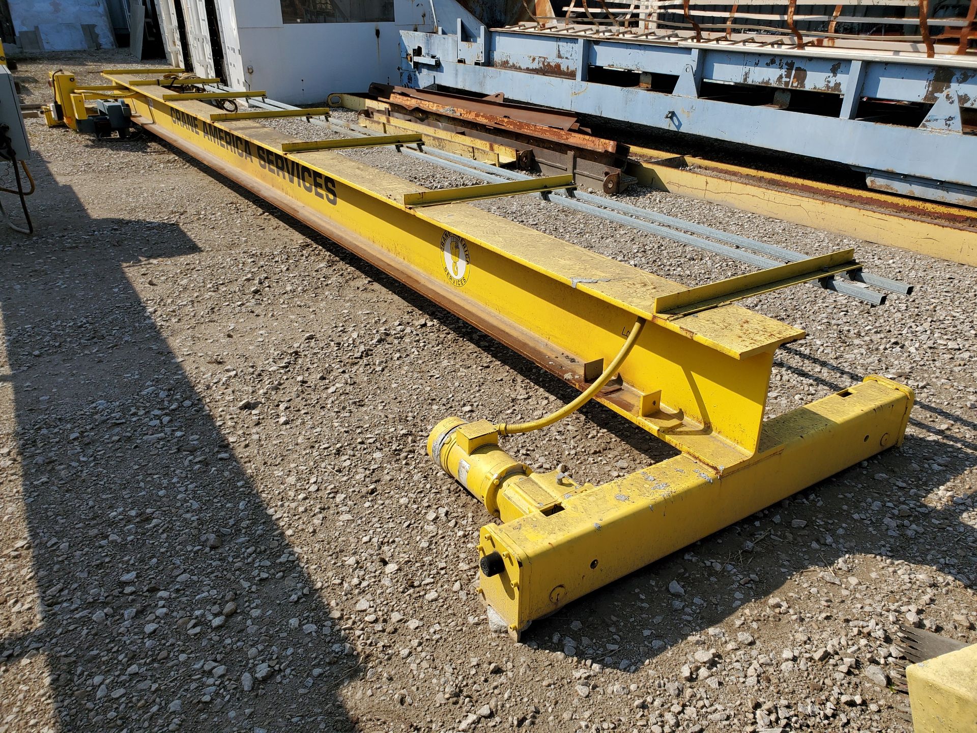 5-TON CRANE AMERICA OVERHEAD SINGLE GIRDER BRIDGE CRANE, 5-TON ELECTRIC CABLE HOIST WITH CONTROLS,