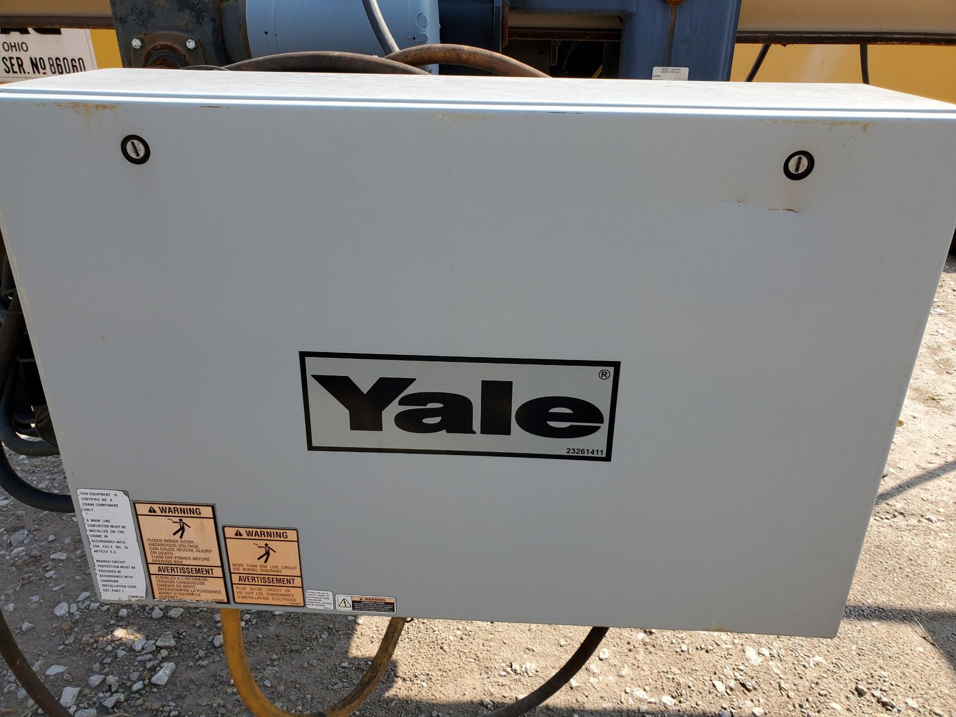 25-TON YALE OVERHEAD SINGLE GIRDER BRIDGE CRANE, YALE ELECTRIC CABLE HOIST WITH PENDANT CONTROLS, - Image 8 of 11