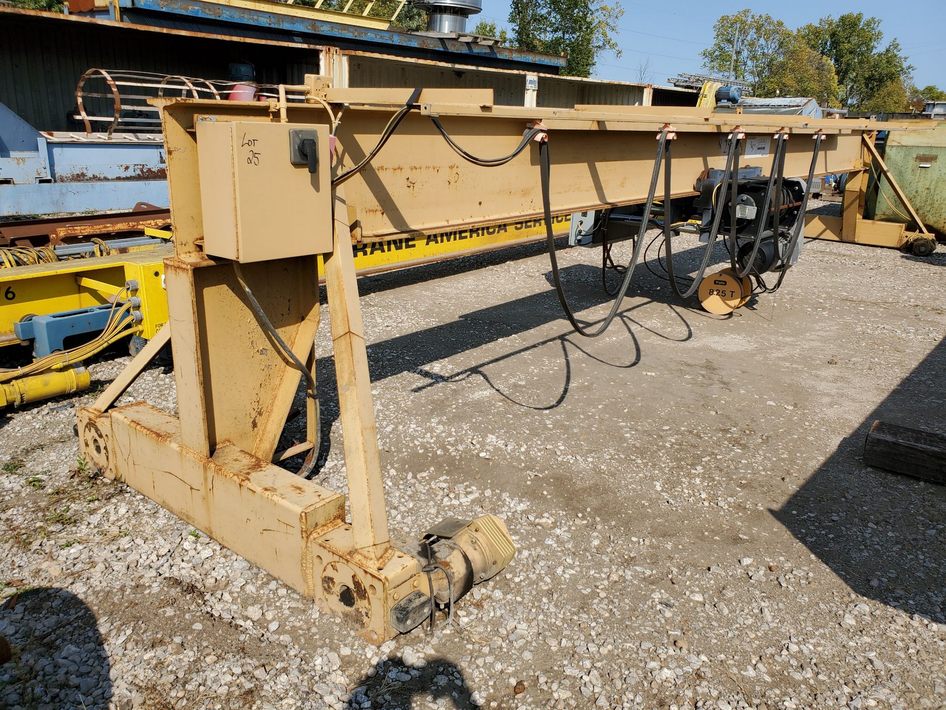 25-TON YALE OVERHEAD SINGLE GIRDER BRIDGE CRANE, YALE ELECTRIC CABLE HOIST WITH PENDANT CONTROLS, - Image 5 of 11