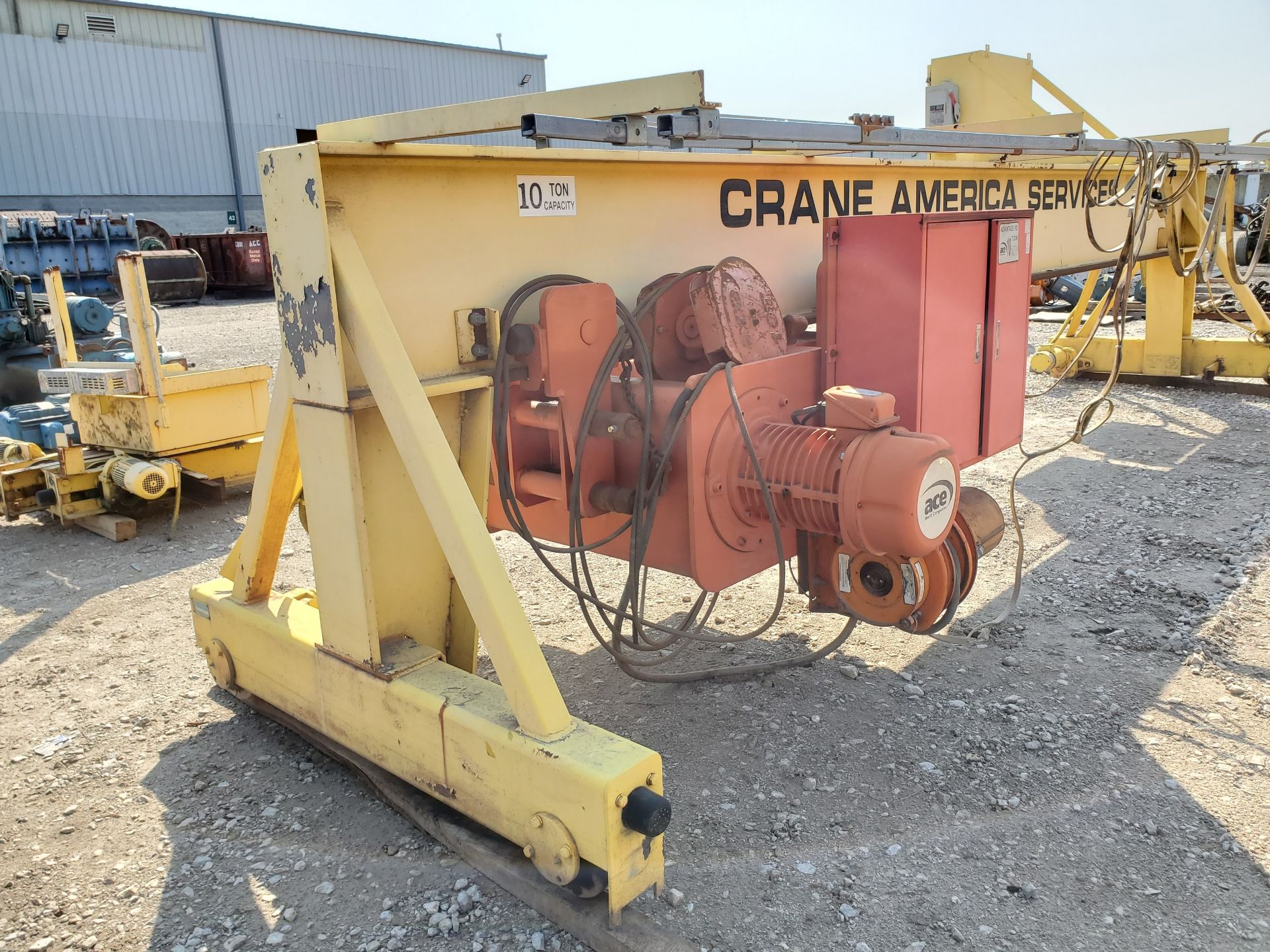 10-TON BRIDGE CRANE, 22' BEAM, TON ELECTRIC CABLE HOIST WITH PENDANT CONTROLS AND HOOK - Image 10 of 13