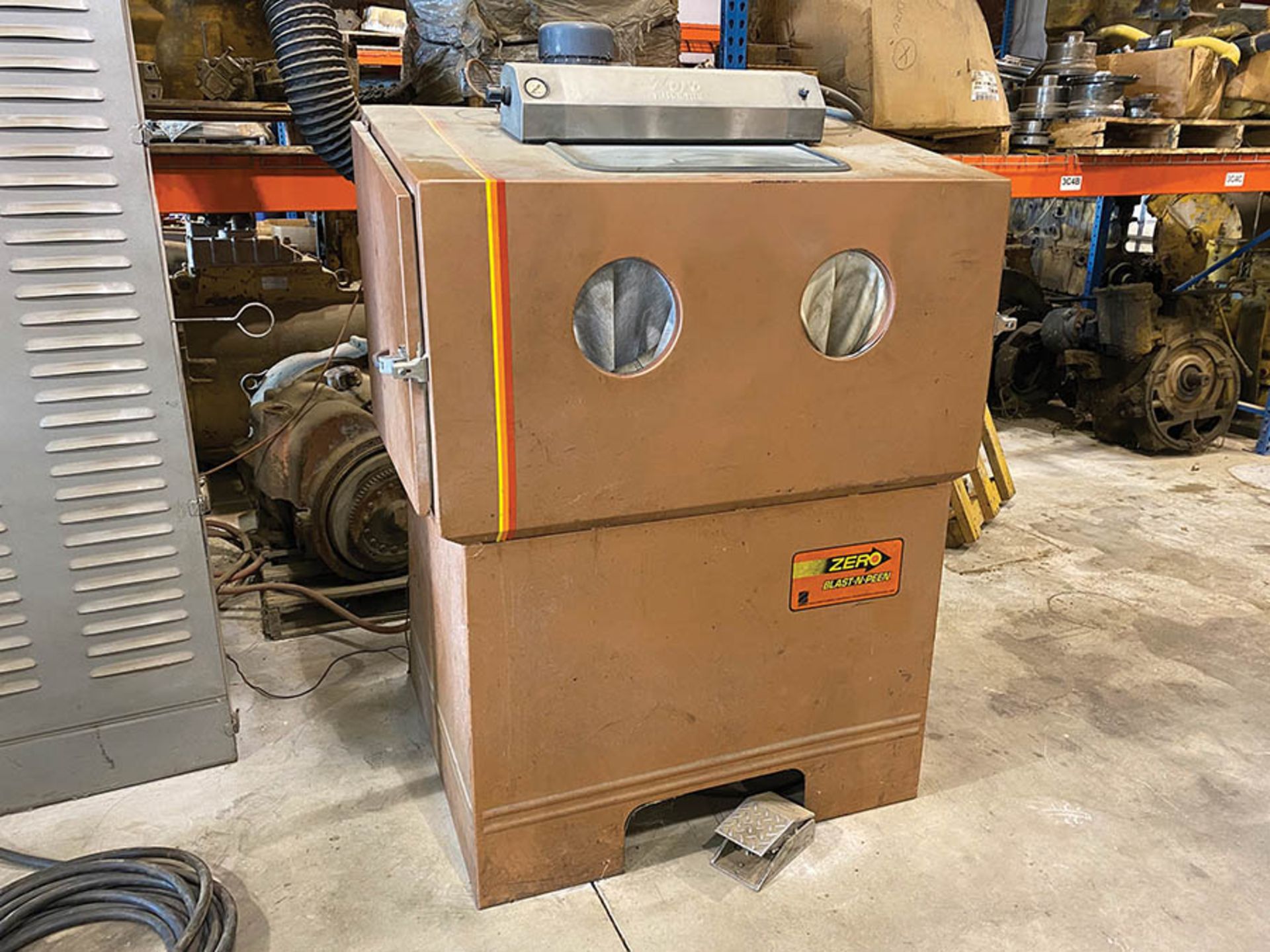 ZERO BLAST-N-PEEN SANDBLAST CABINET, MODEL BNP50-2-300, S/N 36849, SINGLE AMP, 115 VOLT, SINGLE PHAS