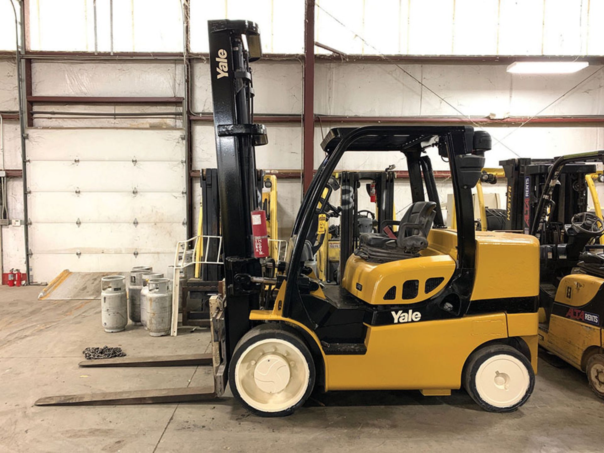 2014 YALE 15,500 LB. CAPACITY FORKLIFT, MODEL GDC155VX, S/N F879V01599M, DIESEL, 2-STAGE MAST, 7,441