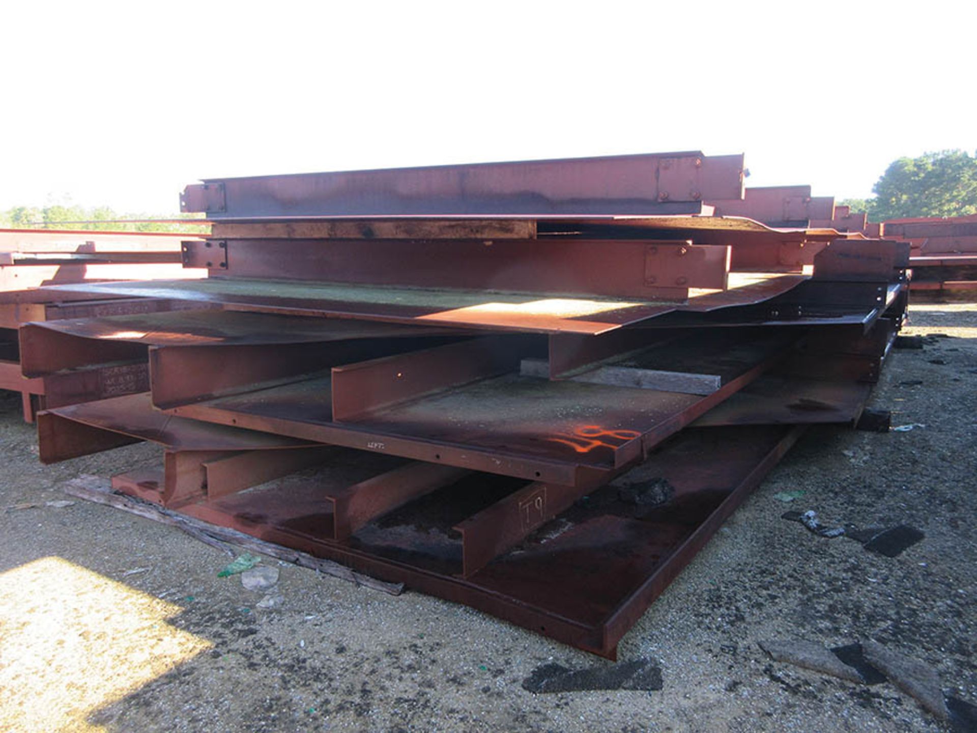 LARGE LOT OF STRUCTURAL STEEL; SOME INDIVIDUAL PIECE EXAMPLE WEIGHTS, 16,500 LB., 9,000 LB., 15, - Image 16 of 18