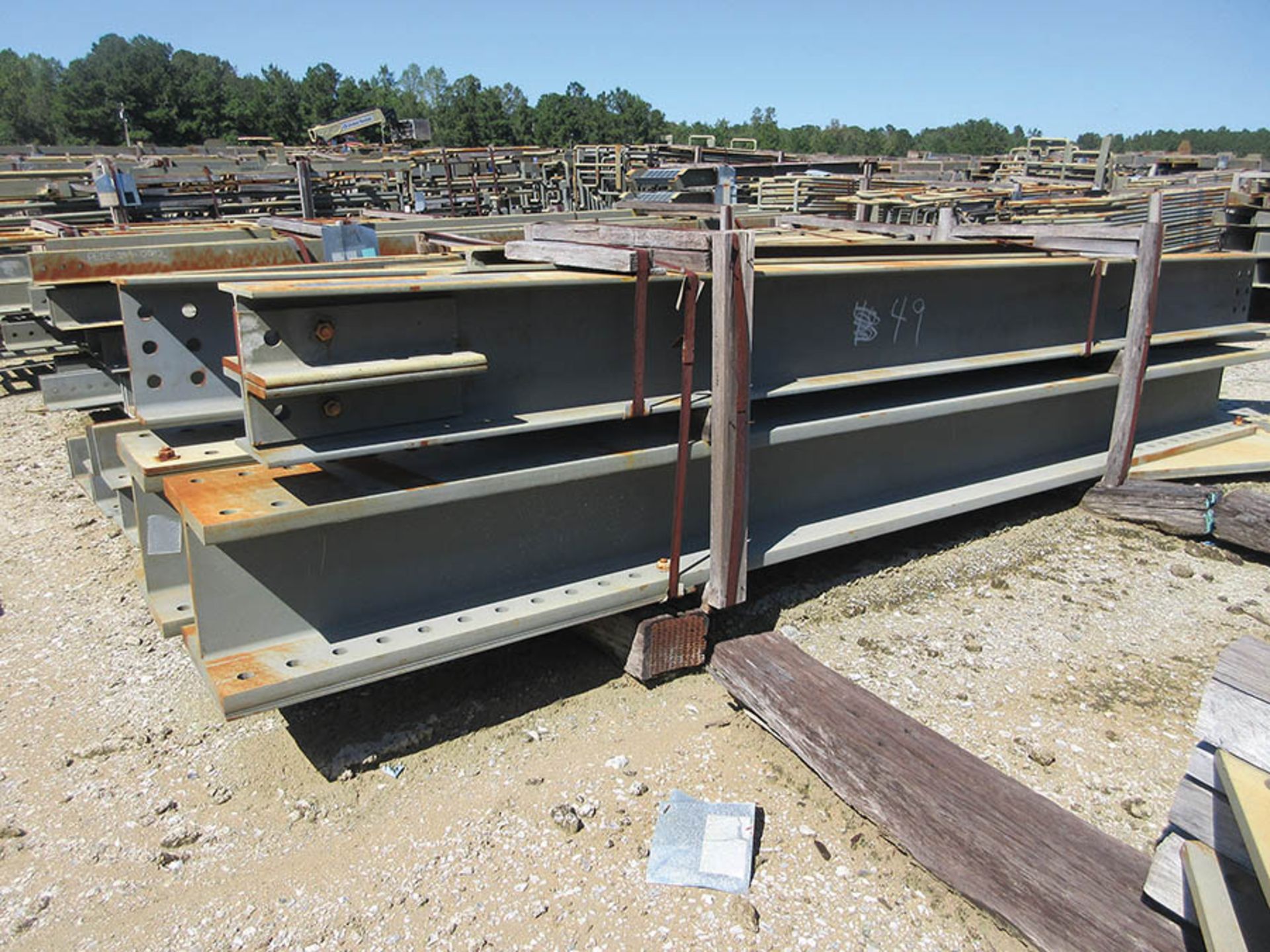 LARGE LOT OF STRUCTURAL STEEL: BEAMS, HANDRAIL, PLATE, STAIRS, BEAMS UP TO 379'' X 17'' X 16'' X - Image 12 of 24