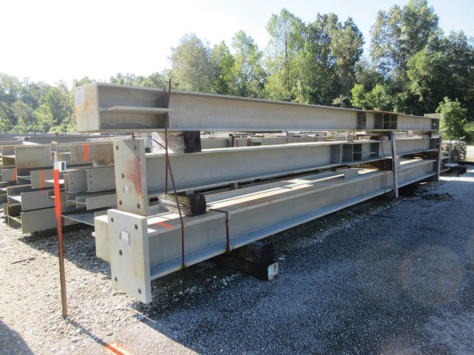 LARGE LOT OF STRUCTURAL STEEL: BEAMS, COLUMNS, HANDRAIL, PLATE, STAIRS, BEAMS UP TO 570'' X 39'' X - Image 6 of 21