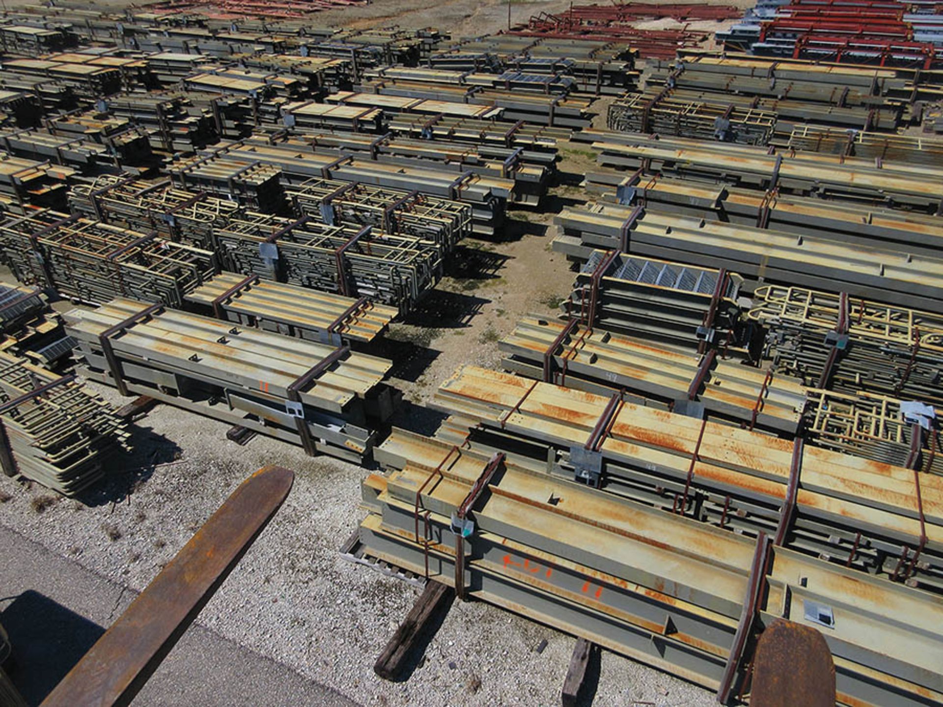 LARGE LOT OF STRUCTURAL STEEL: CONSISTS MOSTLY OF 1 1/2'' THICK OR LESS STEEL BEAMS, VARIOUS