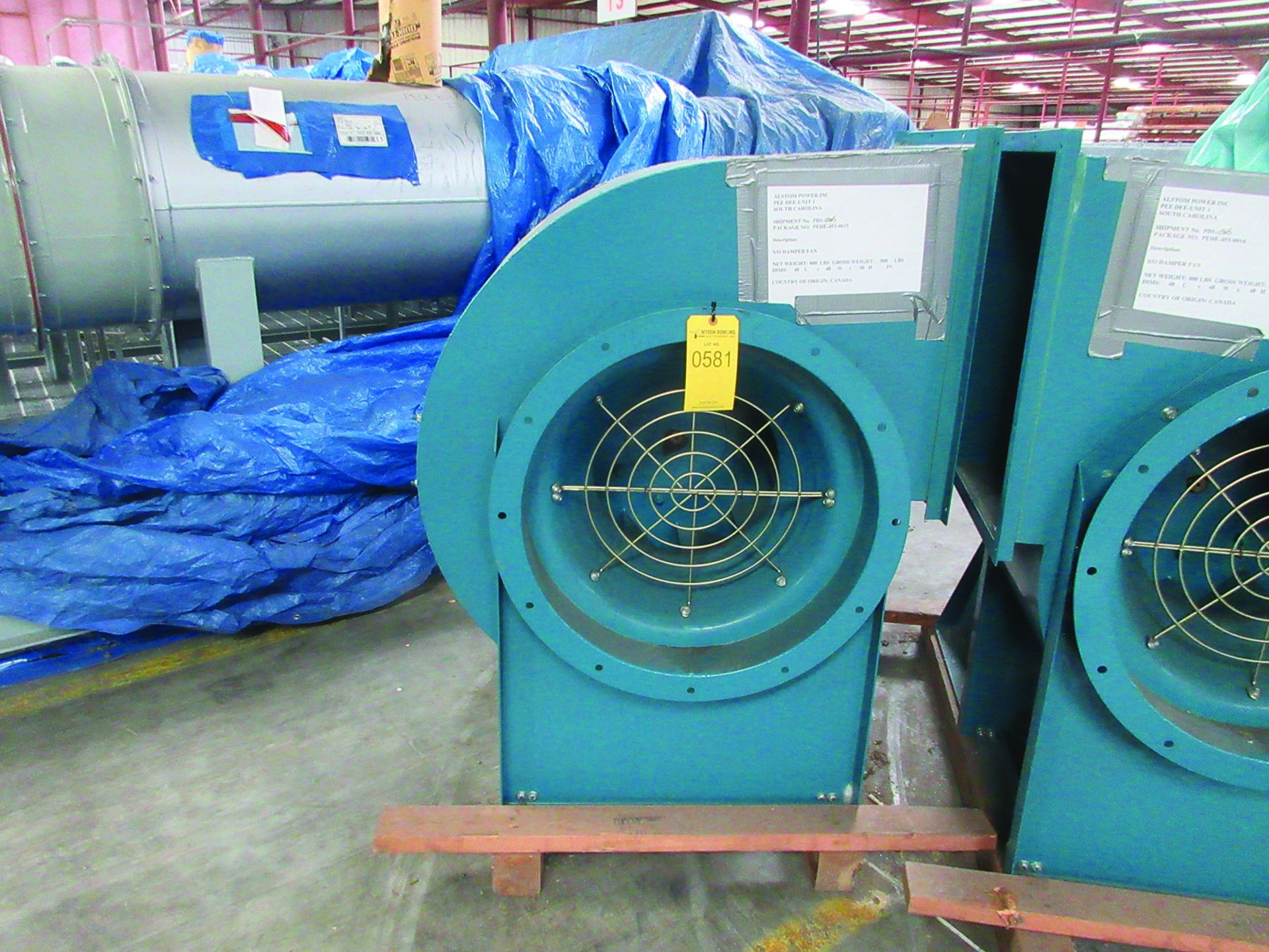 TWIN CITY FAN & BLOWER DAMPER FAN, SIZE 222, TYPE BC-SW, S/N 08-241682-2-2, GRID I3