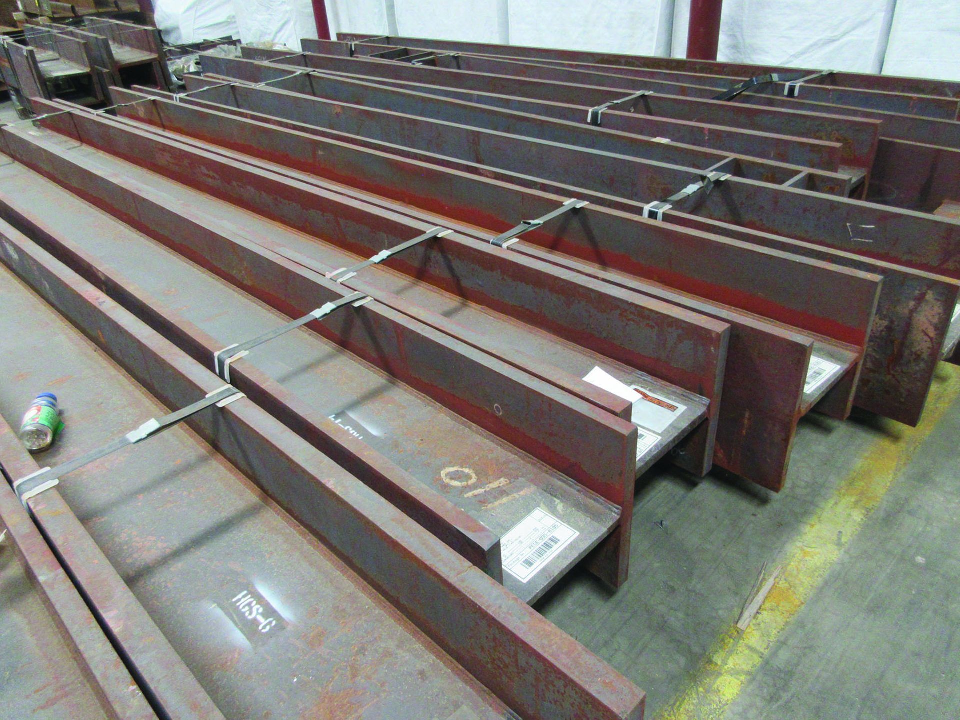 LARGE LOT OF STRUCTURAL STEEL: I-BEAMS UP TO 189'' X 16'' X 16'' X 1 3/4'', PLATE, COVERS, GRID C6 - Image 12 of 13