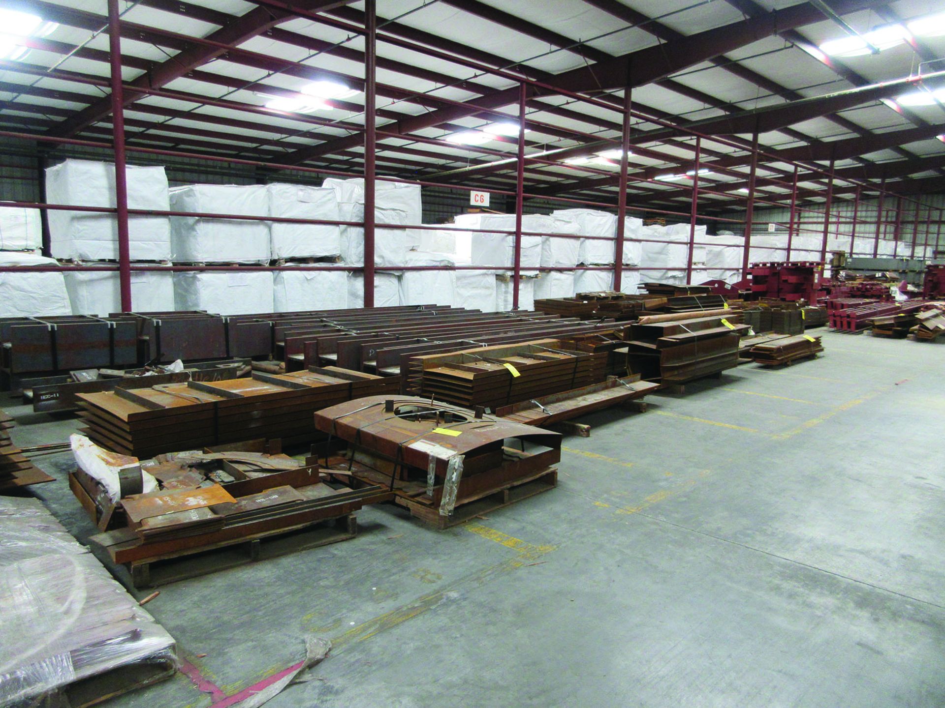 LARGE LOT OF STRUCTURAL STEEL: I-BEAMS UP TO 189'' X 16'' X 16'' X 1 3/4'', PLATE, COVERS, GRID C6