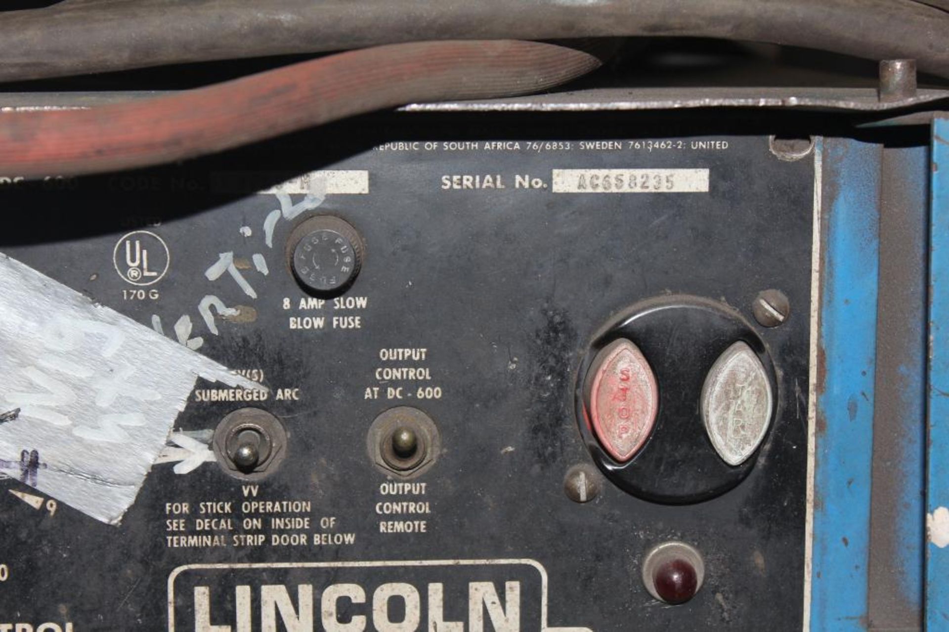 LINCOLN ELECTRIC IDEALARC DC-600 WELDER SN.AC658235 230-460V WITH LN-8 WIRE FEED SN.57089 115V - Image 10 of 10