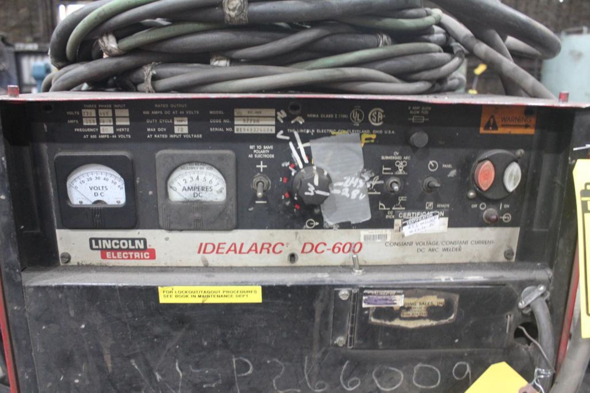 LINCOLN ELECTRIC IDEALARC DC-600 WELDER SN.U1940326604 230-460V WITH LN-8 WIRE FEED SN.103238 115V - Image 8 of 10