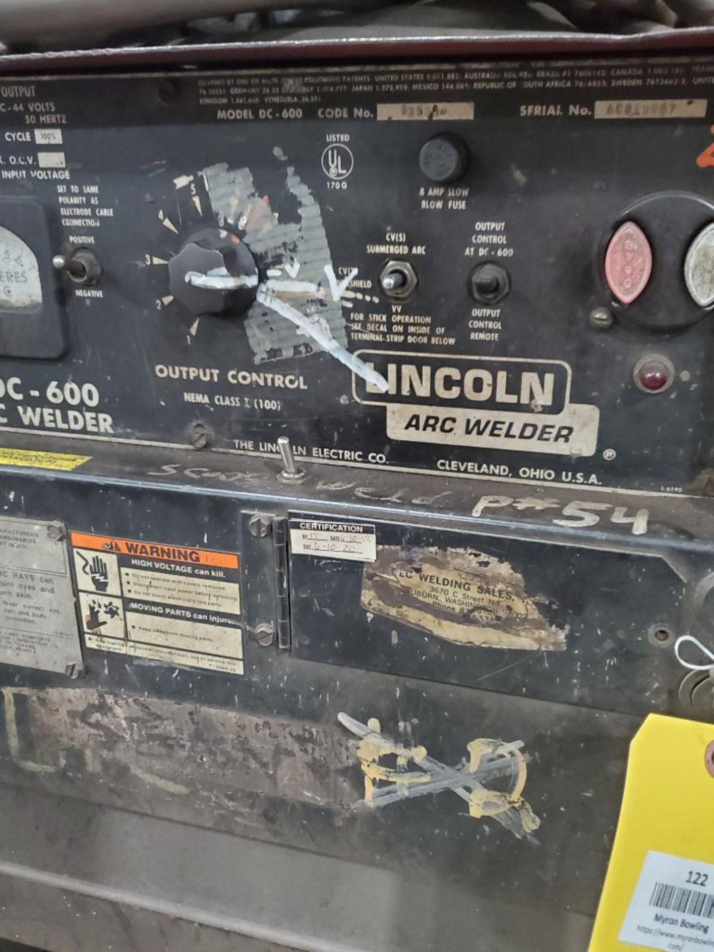 LINCOLN ELECTRIC IDEALARC DC-600 WELDER SN.AC819957 230-460V WITH LN-8 WIRE FEED SN.110270 115V - Image 6 of 6