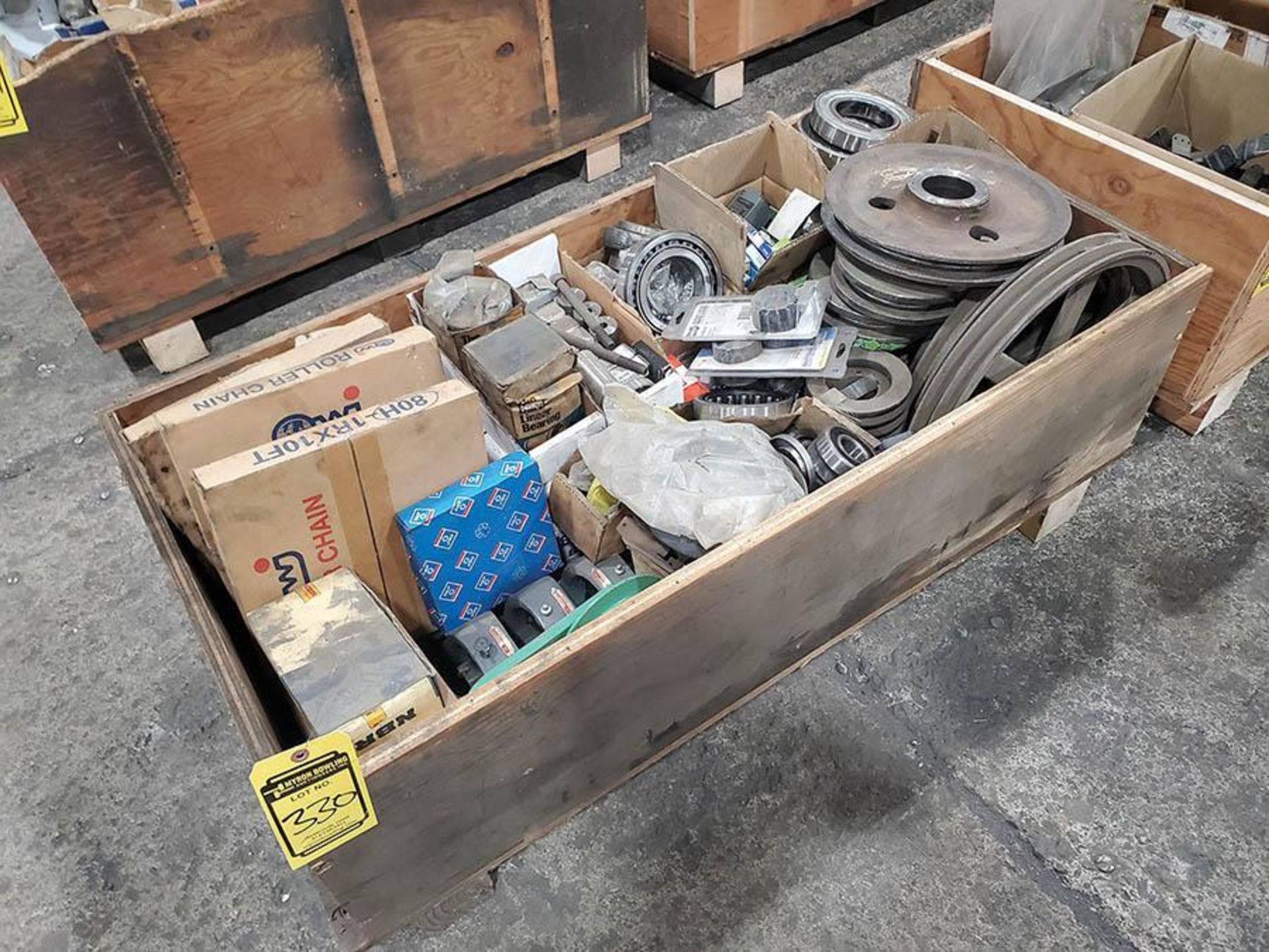 CRATE OF VARIOUS SPARE MACHINE PARTS