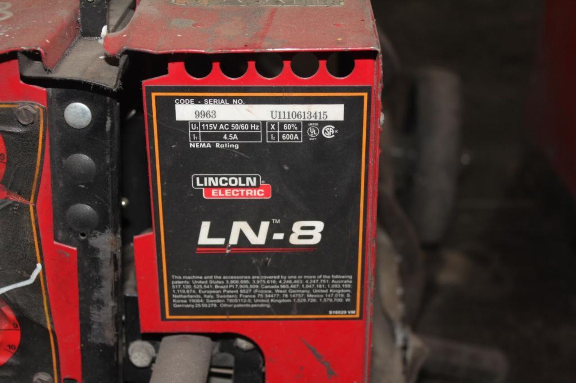 LINCOLN ELECTRIC IDEALARC DC-600 WELDER SN.AC684483 230-460V WITH LN-8 WIRE FEED SN.U1110613415 - Image 10 of 11