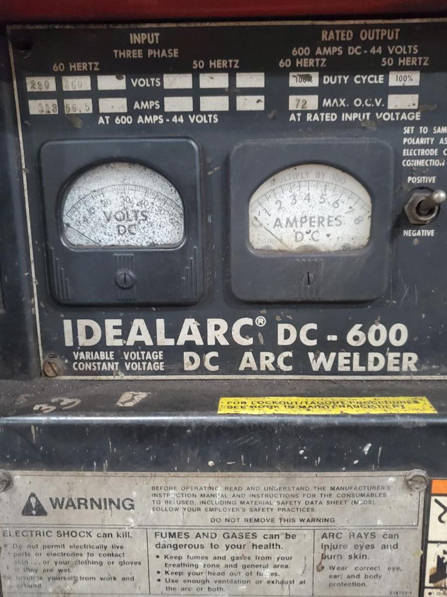 LINCOLN ELECTRIC IDEALARC DC-600 WELDER SN.AC819957 230-460V WITH LN-8 WIRE FEED SN.110270 115V - Image 4 of 6