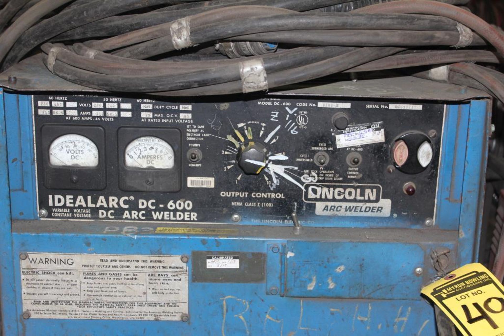 LINCOLN ELECTRIC IDEALARC DC-600 WELDER SN.AC684483 230-460V WITH LN-8 WIRE FEED SN.U1110613415 - Image 4 of 11