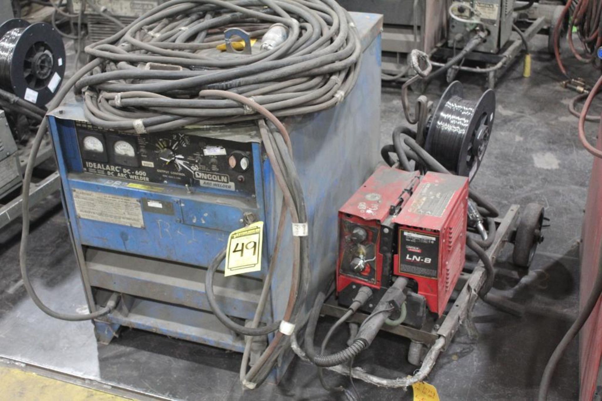 LINCOLN ELECTRIC IDEALARC DC-600 WELDER SN.AC684483 230-460V WITH LN-8 WIRE FEED SN.U1110613415