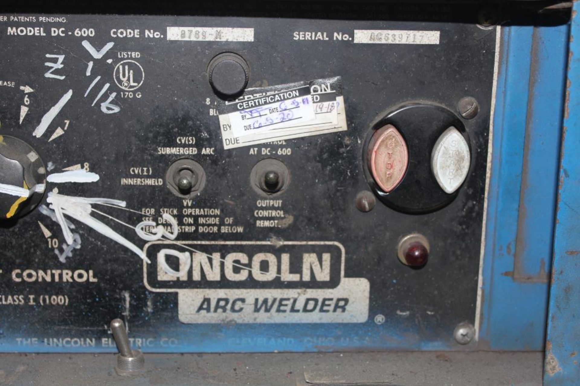 LINCOLN ELECTRIC IDEALARC DC-600 WELDER SN.AC684483 230-460V WITH LN-8 WIRE FEED SN.U1110613415 - Image 5 of 11