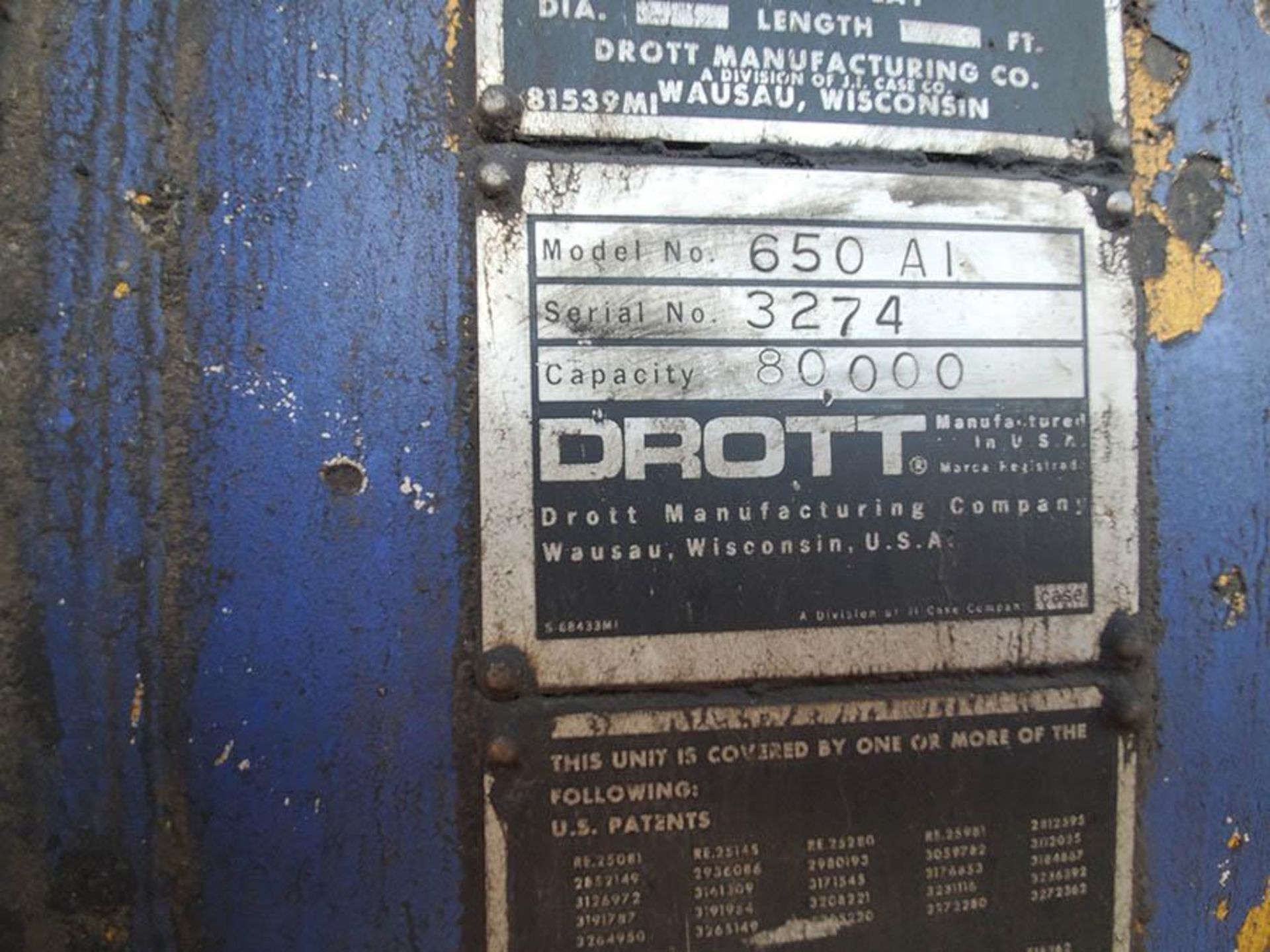 DROTT STRADLE LIFT 650AI; MO. 650AI SN.3247 CAP:80,000LBS DOM.1964 - Image 8 of 26