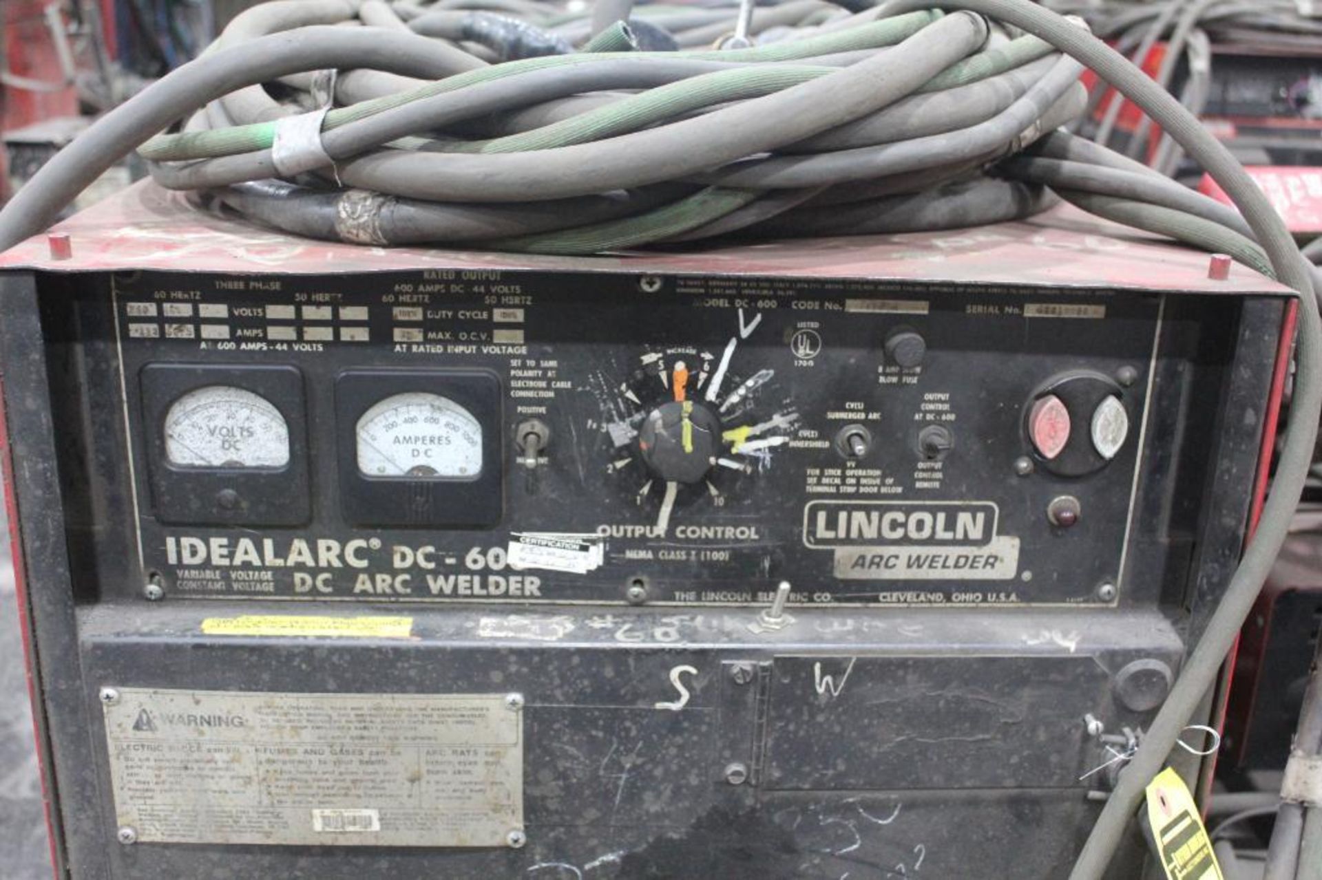 LINCOLN ELECTRIC IDEALARC DC-600 WELDER SN.AC684483 230-460V WITH LN-8 WIRE FEED SN.U1110613415 - Image 7 of 11