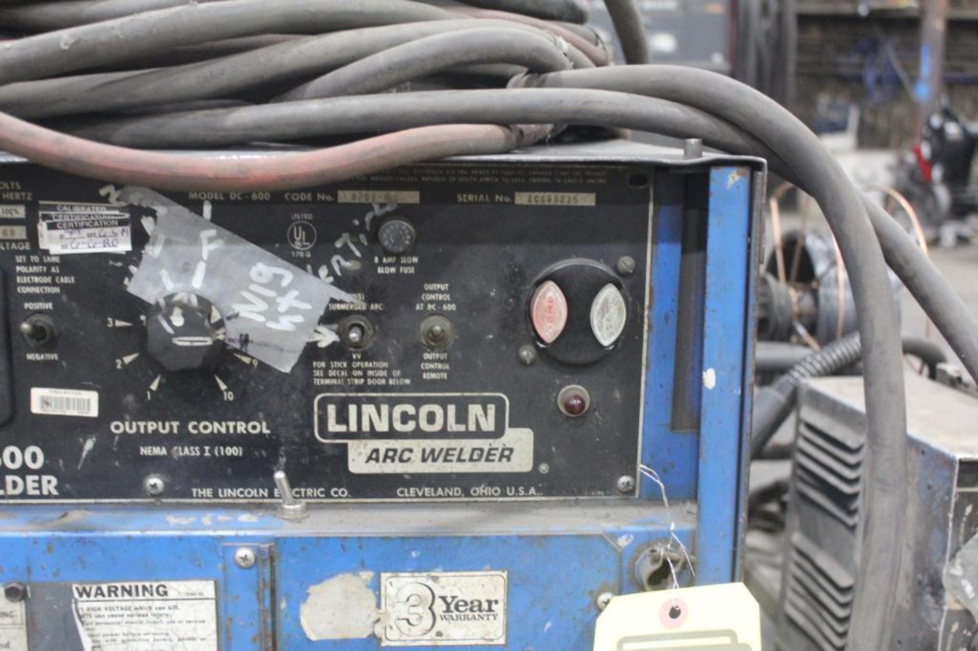 LINCOLN ELECTRIC IDEALARC DC-600 WELDER SN.AC658235 230-460V WITH LN-8 WIRE FEED SN.57089 115V - Image 9 of 10