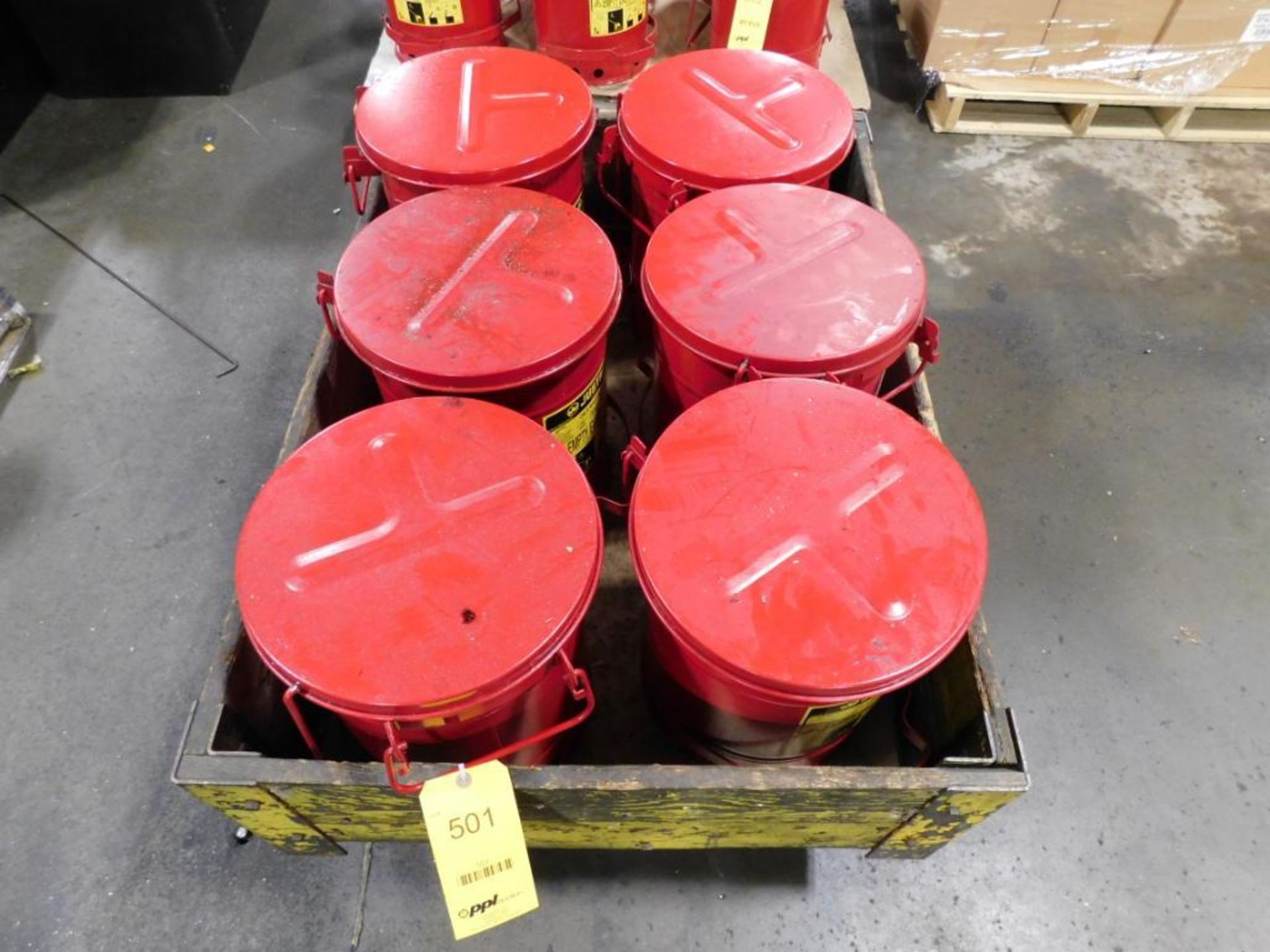 LOT: (6) JUSTRITE SAFETY CANS ON (1) SKID