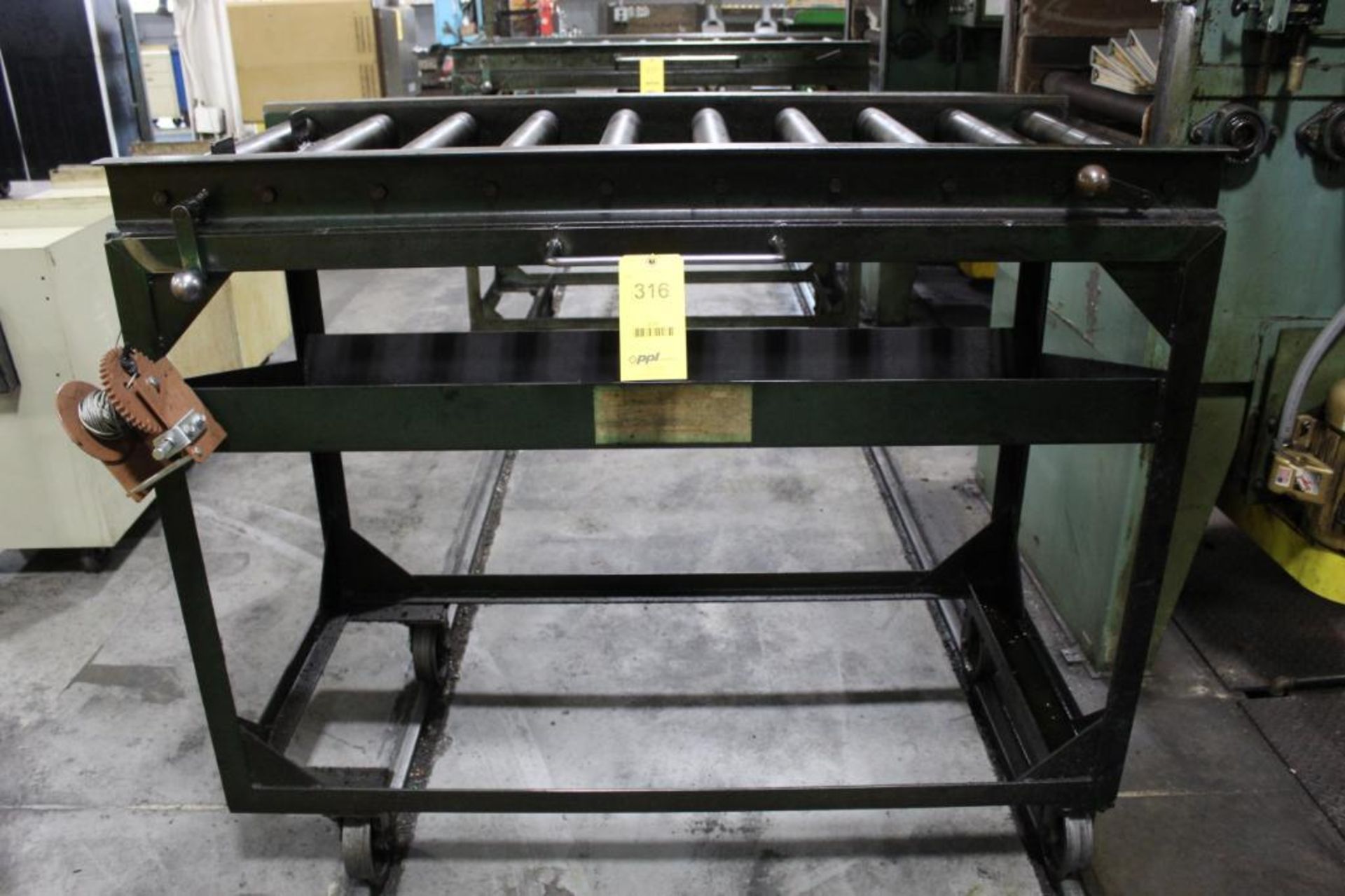 ROLLER CONVEYOR DECK MANUAL TRACK MOUNTED OVEN LOAD CART