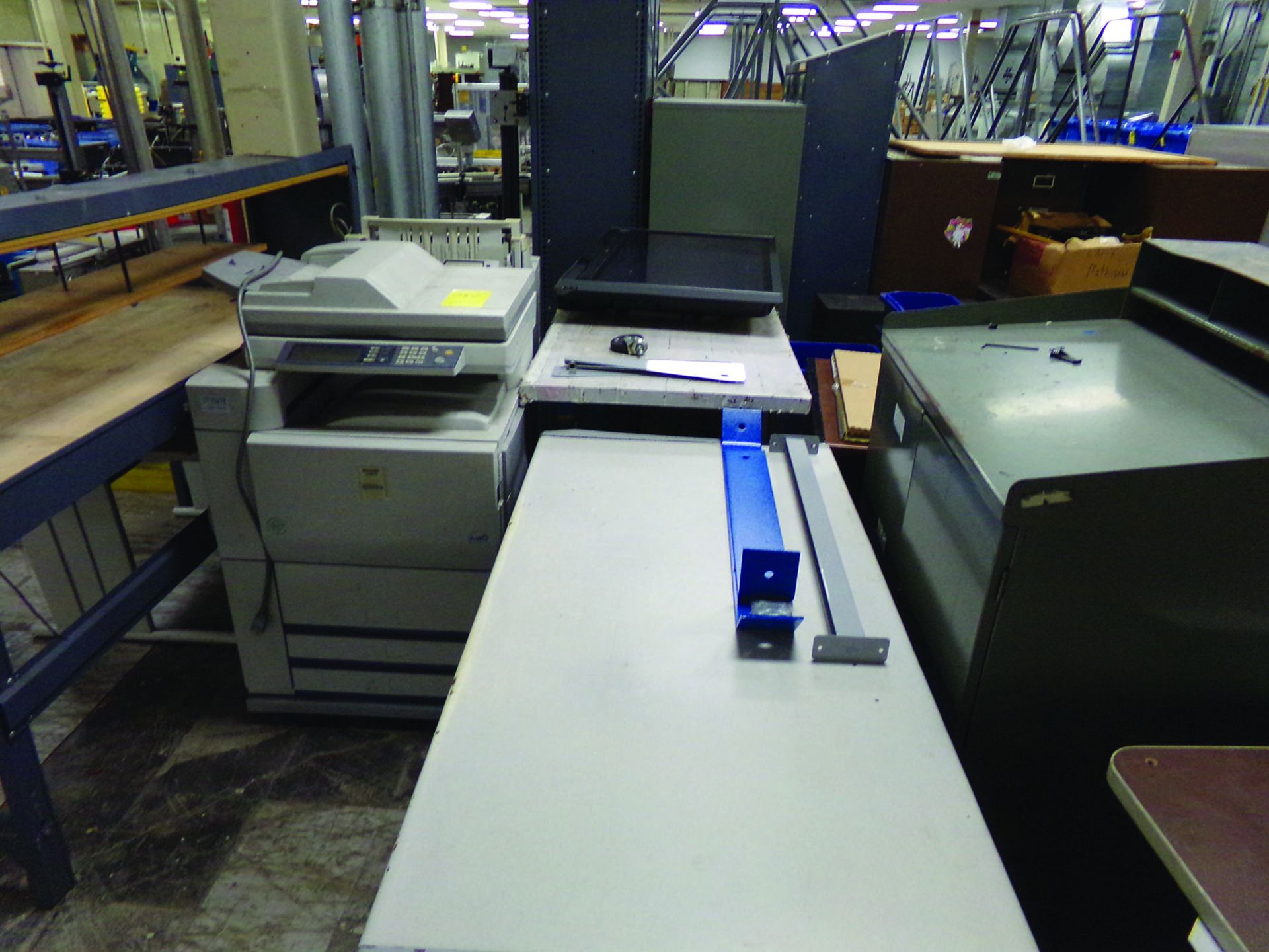 LOT OF TABLES, DESKS, COPY MACHINE & SHELVES - Image 3 of 5