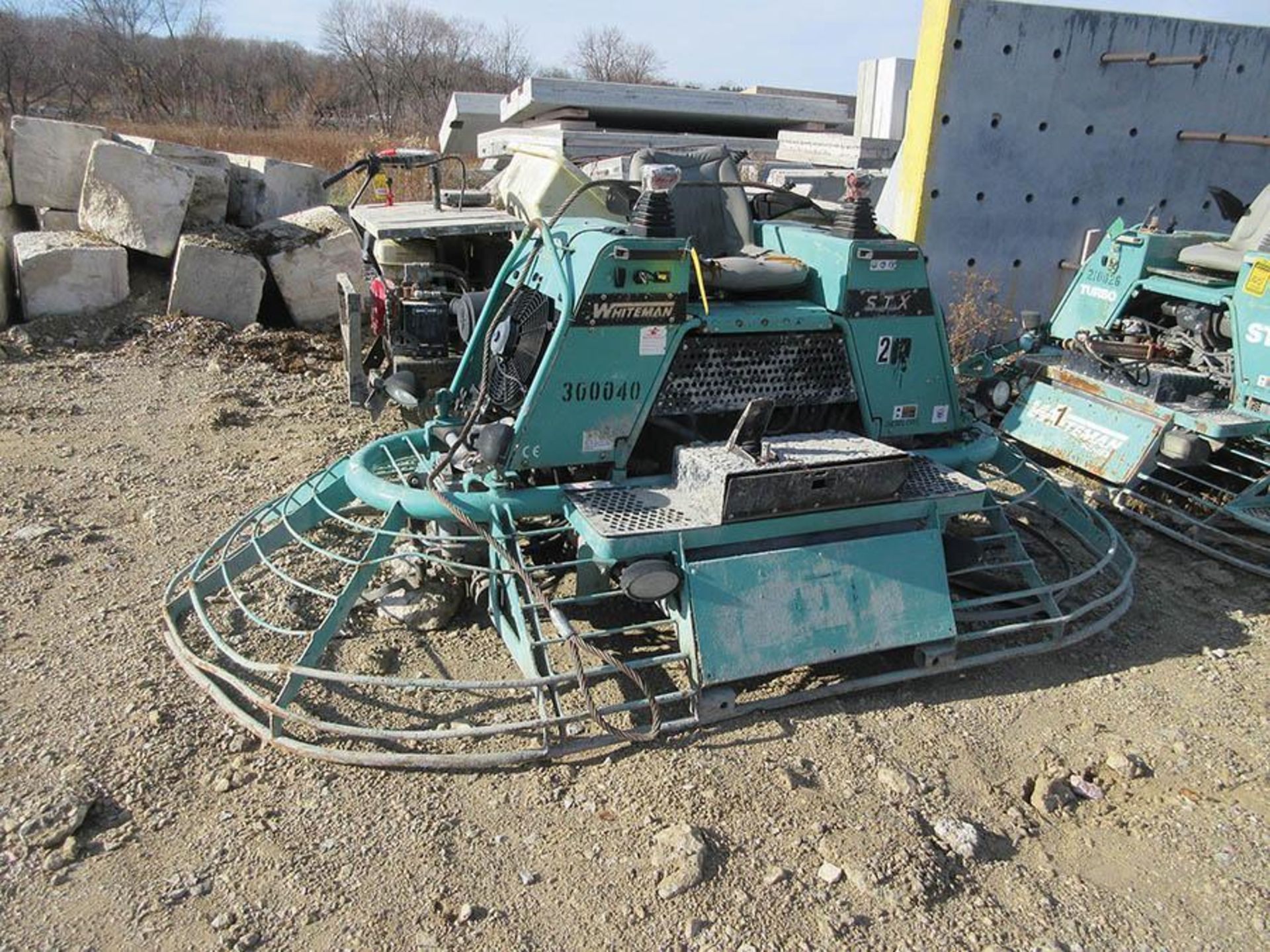 WHITEMAN DUAL TROWEL RIDE-ON TROWELING MACHINE, MODEL STX, DIESEL, 1,181 HRS.