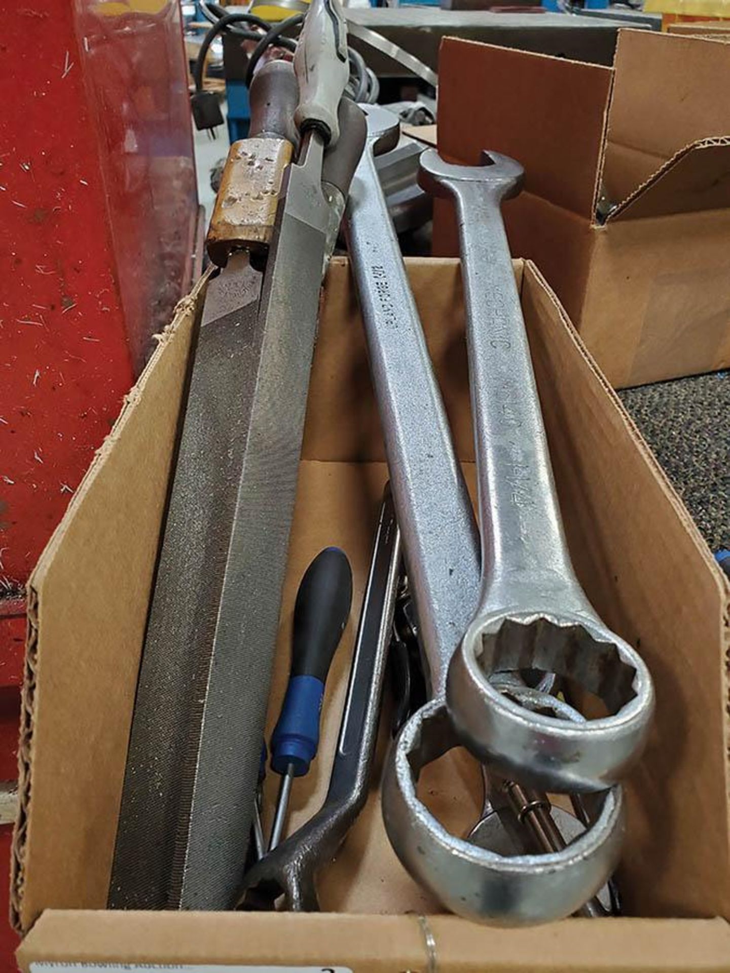 ASSORTED HAND TOOLS - CLOSED END WRENCHES, FILES, SCREW DRIVERS, ALLEN WRENCHES, STAR BIT SCREW - Image 2 of 2