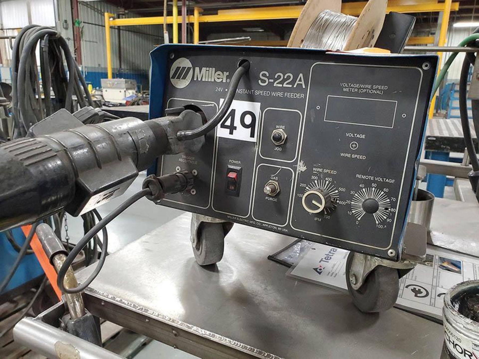 MILLER XMT 300 CC/CV DC INVERTER ARC WELDER ON STAINLESS CART WITH MILLER S-22A 24V CONSTANT WIRE - Image 4 of 5