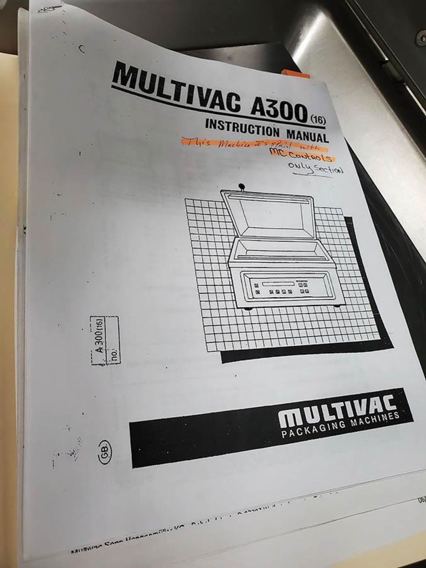 2000 MULTIVAC A300 S/S VACUUM SEALER, S/N 7733, DRO CONTROL, ON HD CART - Image 5 of 9