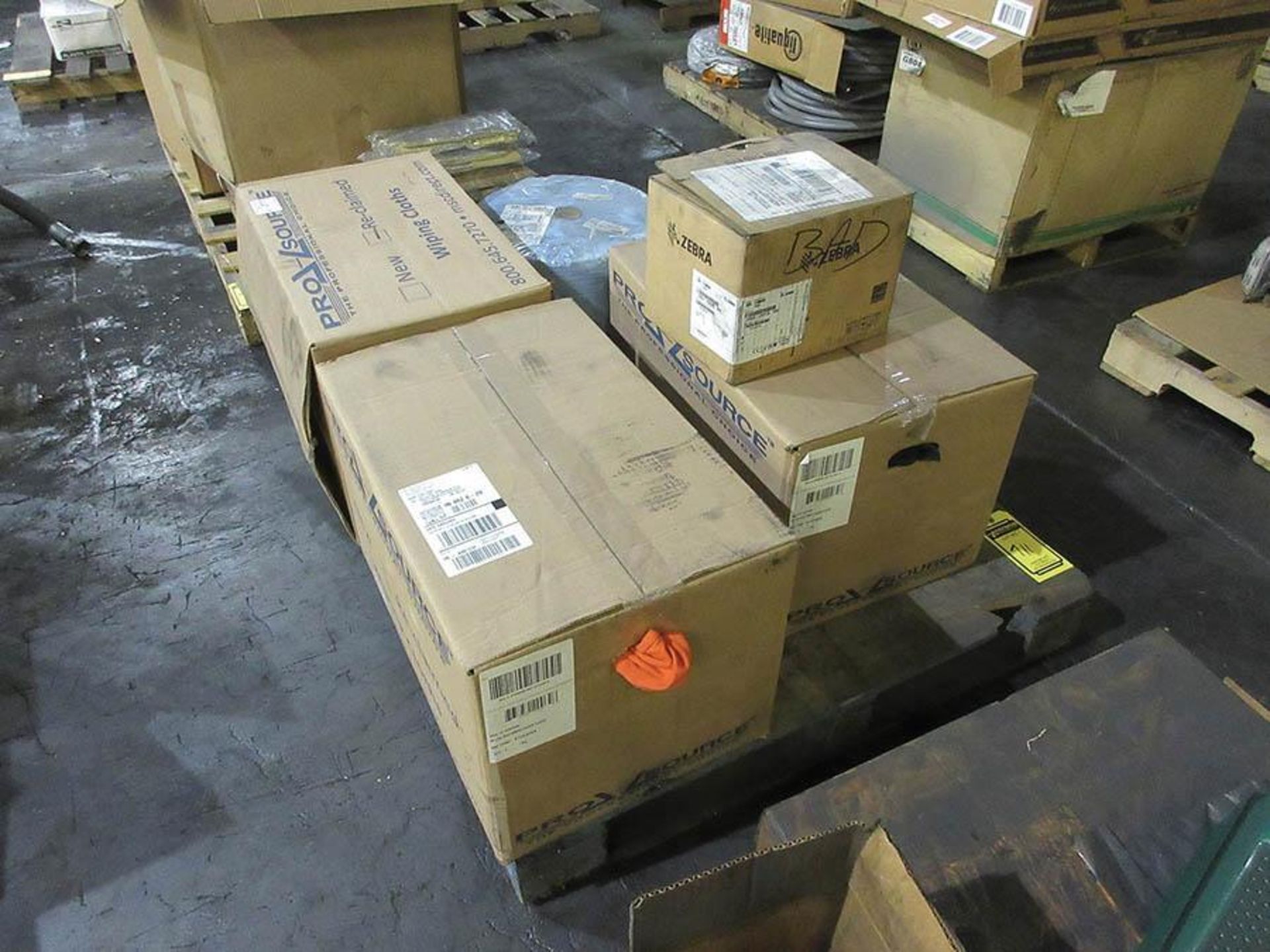 (4) PALLETS W/ LABELS, WIPING CLOTHS, FILTERS, TAPE, PAINT TRAYS AND MORE - Image 3 of 4
