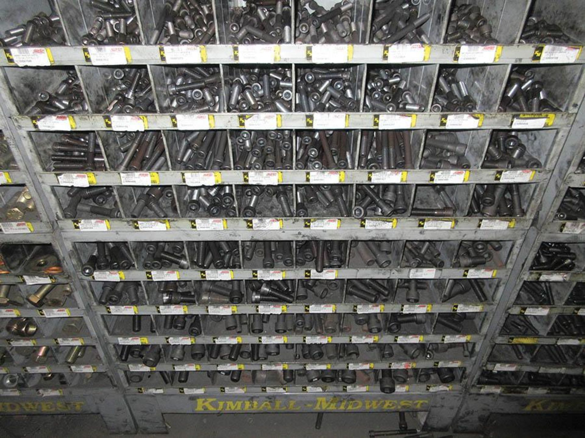(5) KM PIGEON HOLE CABINETS W/ ASSORTED HARDWARE CONTENT, (2) KM ALL-THREAD HOLDERS - Image 6 of 12
