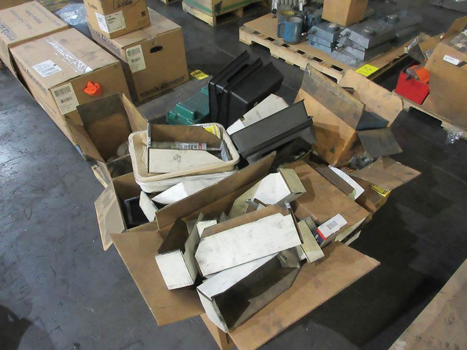 (4) PALLETS W/ LABELS, WIPING CLOTHS, FILTERS, TAPE, PAINT TRAYS AND MORE - Image 2 of 4