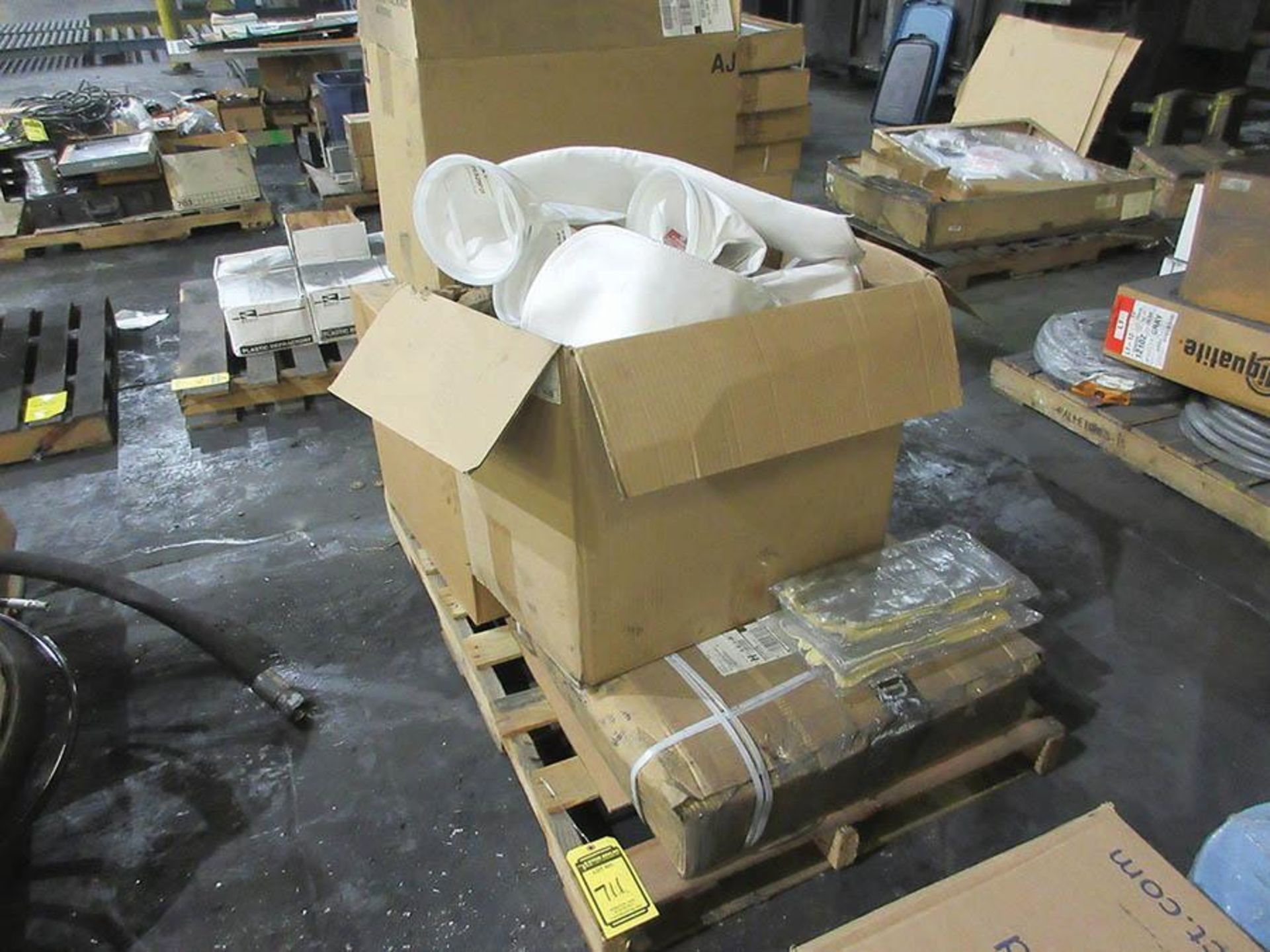 (4) PALLETS W/ LABELS, WIPING CLOTHS, FILTERS, TAPE, PAINT TRAYS AND MORE - Image 4 of 4