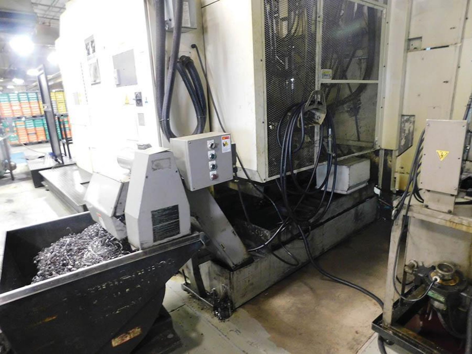 OKUMA MX-50HB CNC HORIZONTAL MACHINING CENTER ROTARY PALLET CHANGER ATC., S/N 0251, CHIP CONVEYOR, - Image 7 of 9