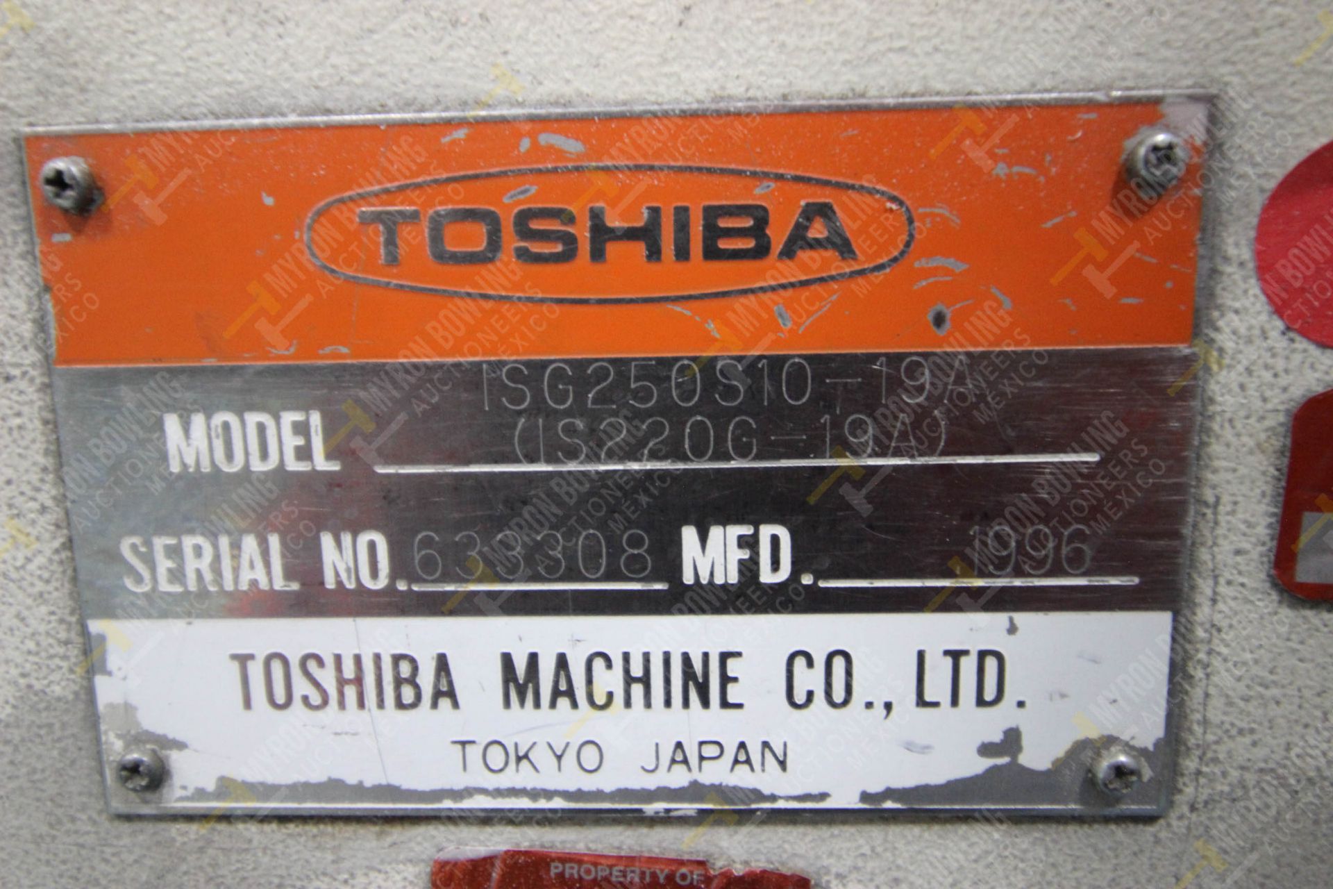 INYECTORA DE PLASTICO, MARCA TOSHIBA ISG 250, NO. SERIE 633308, NO. ACTIVO D-09, AÑO 1996, MODELO I - Image 15 of 16