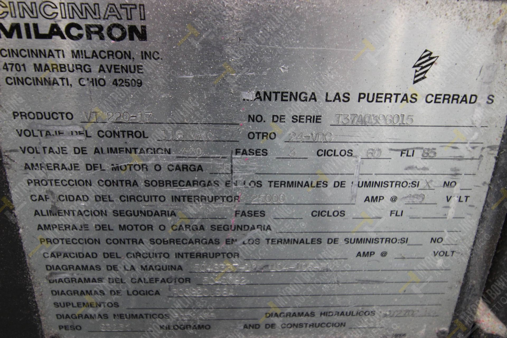 INYECTORA DE PLASTICO, MARCA CINCINNATI MILACRON, NO. SERIE T37A0396015, NO. ACTIVO N-10, AÑO 1998, - Image 17 of 17